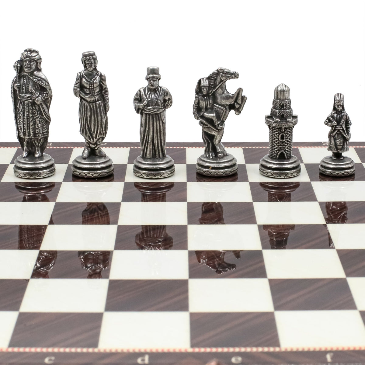 Ottoman Empire vs Byzantine Vintage Metal Chess Set | Chess Board w/ Metal Legs 30CM (12") - Cooper Chess