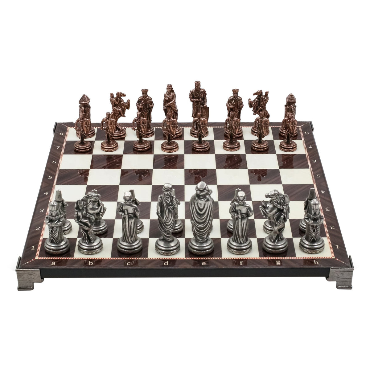 Ottoman Empire vs Byzantine Vintage Metal Chess Set | Chess Board w/ Metal Legs 30CM (12") - Cooper Chess