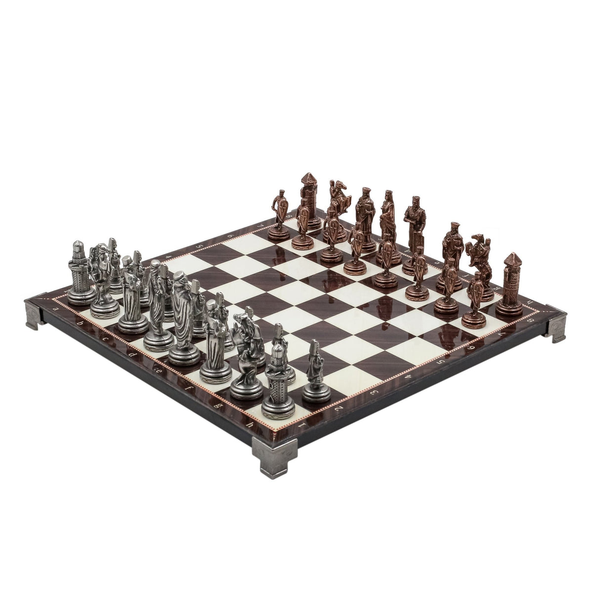 Ottoman Empire vs Byzantine Vintage Metal Chess Set | Chess Board w/ Metal Legs 30CM (12") - Cooper Chess