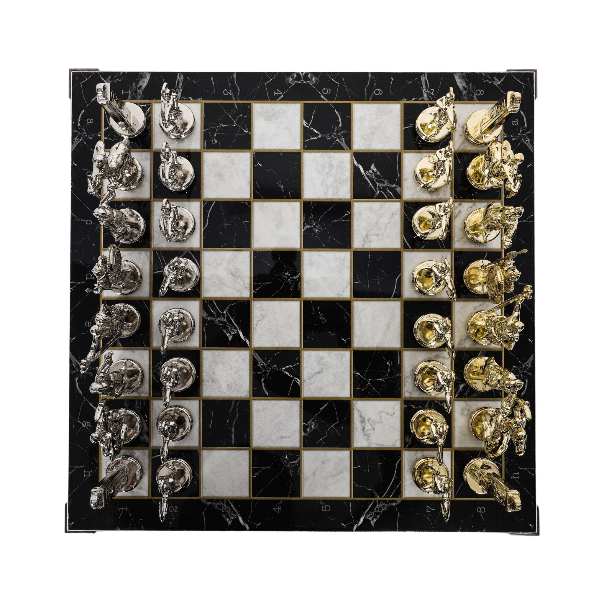 Greek Mythology Poseidon Metal Chess Set | Wooden Chess Board 37CM (15") | Model 2 - Cooper Chess