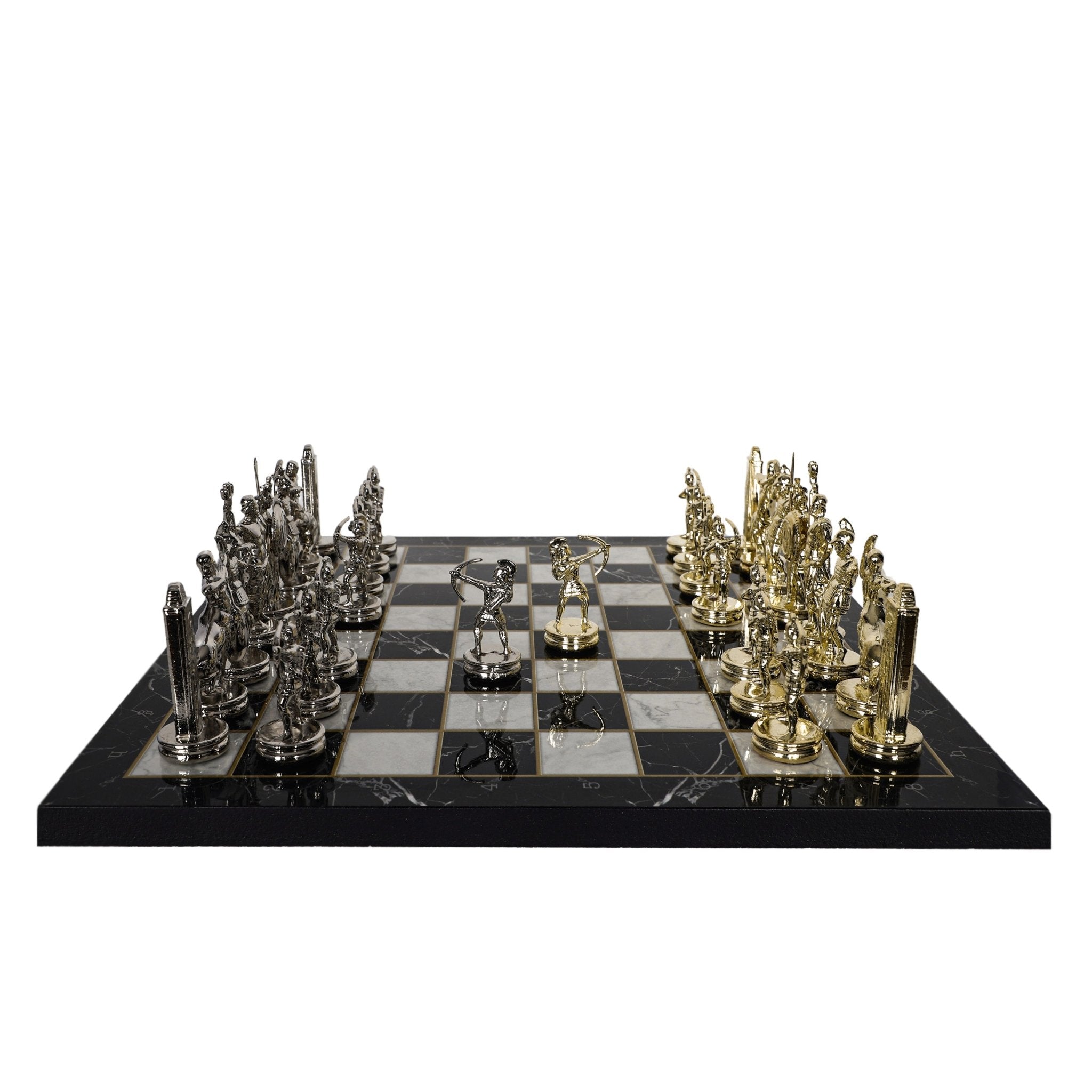 Greek Mythology Poseidon Metal Chess Set | Wooden Chess Board 37CM (15") | Model 2 - Cooper Chess