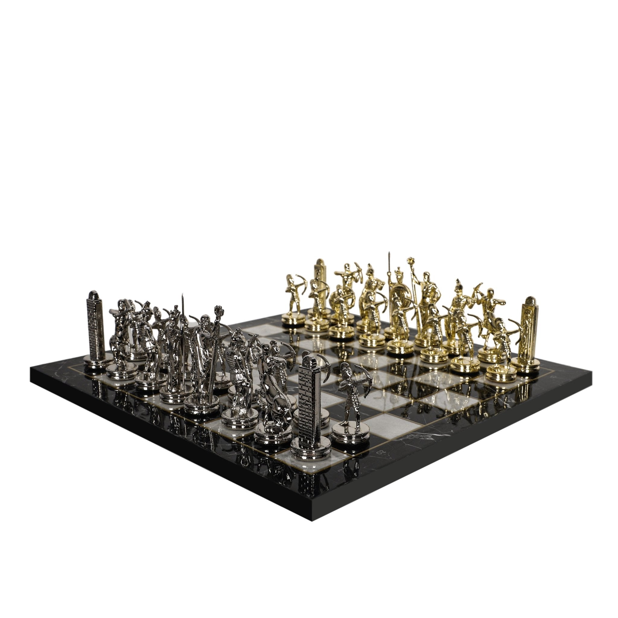 Greek Mythology Poseidon Metal Chess Set | Wooden Chess Board 37CM (15") | Model 2 - Cooper Chess