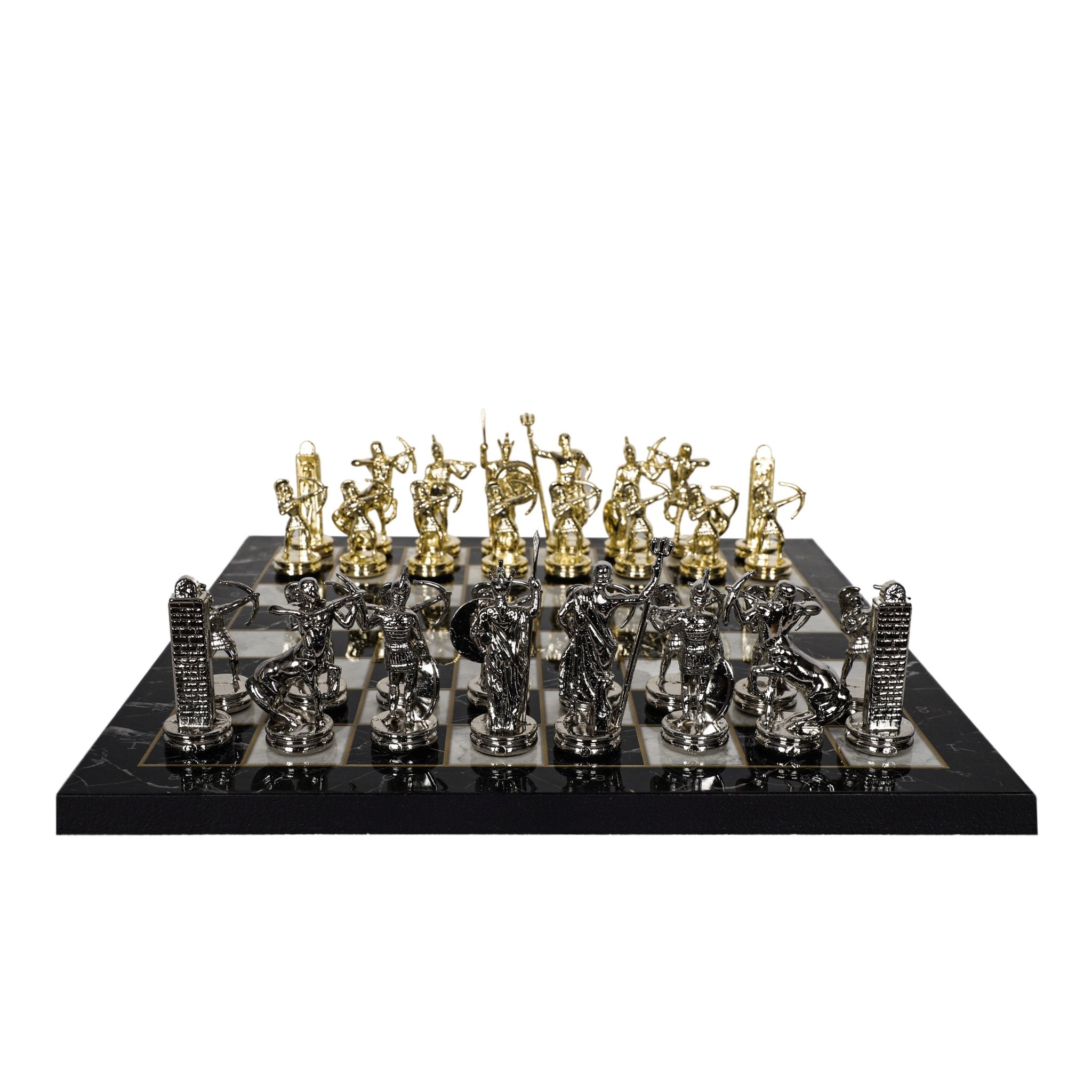 Greek Mythology Poseidon Metal Chess Set | Wooden Chess Board 37CM (15") | Model 2 - Cooper Chess