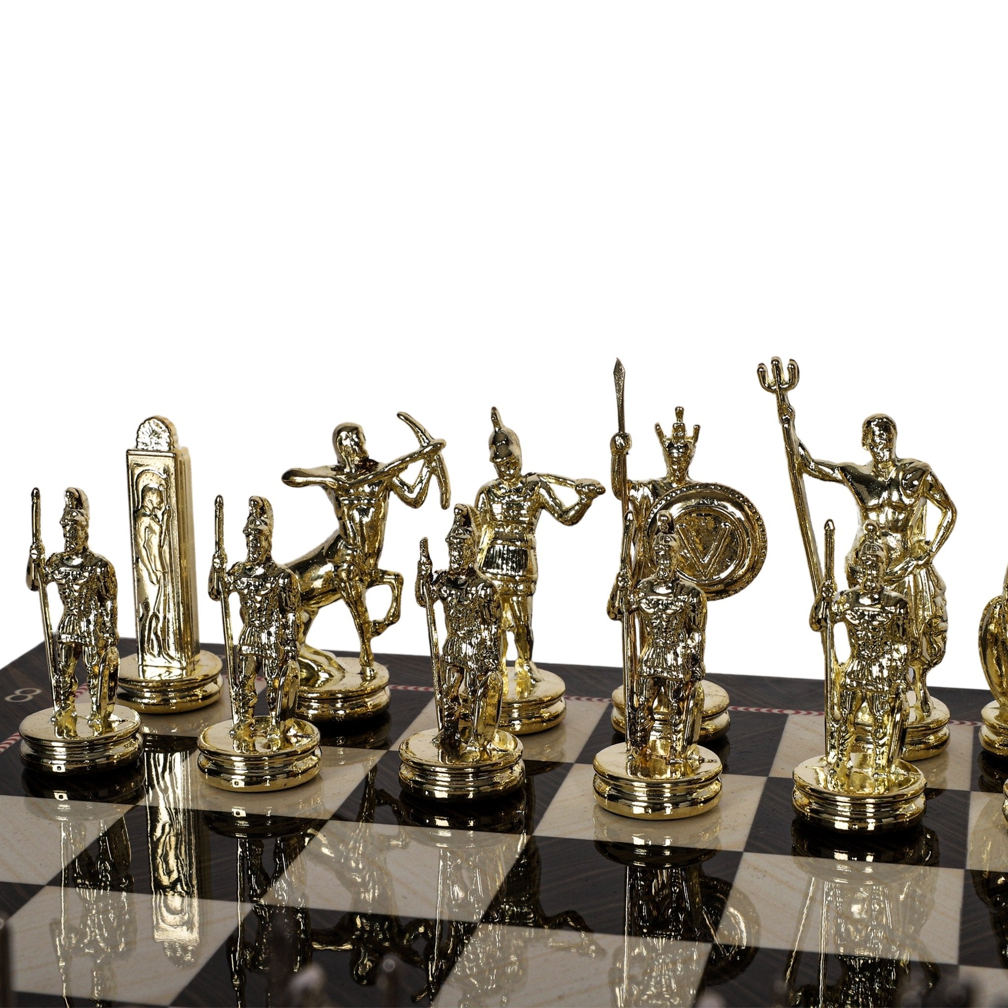 Greek Mythology Poseidon Metal Chess Set | Wooden Chess Board 37CM (15") | Model 3 - Cooper Chess