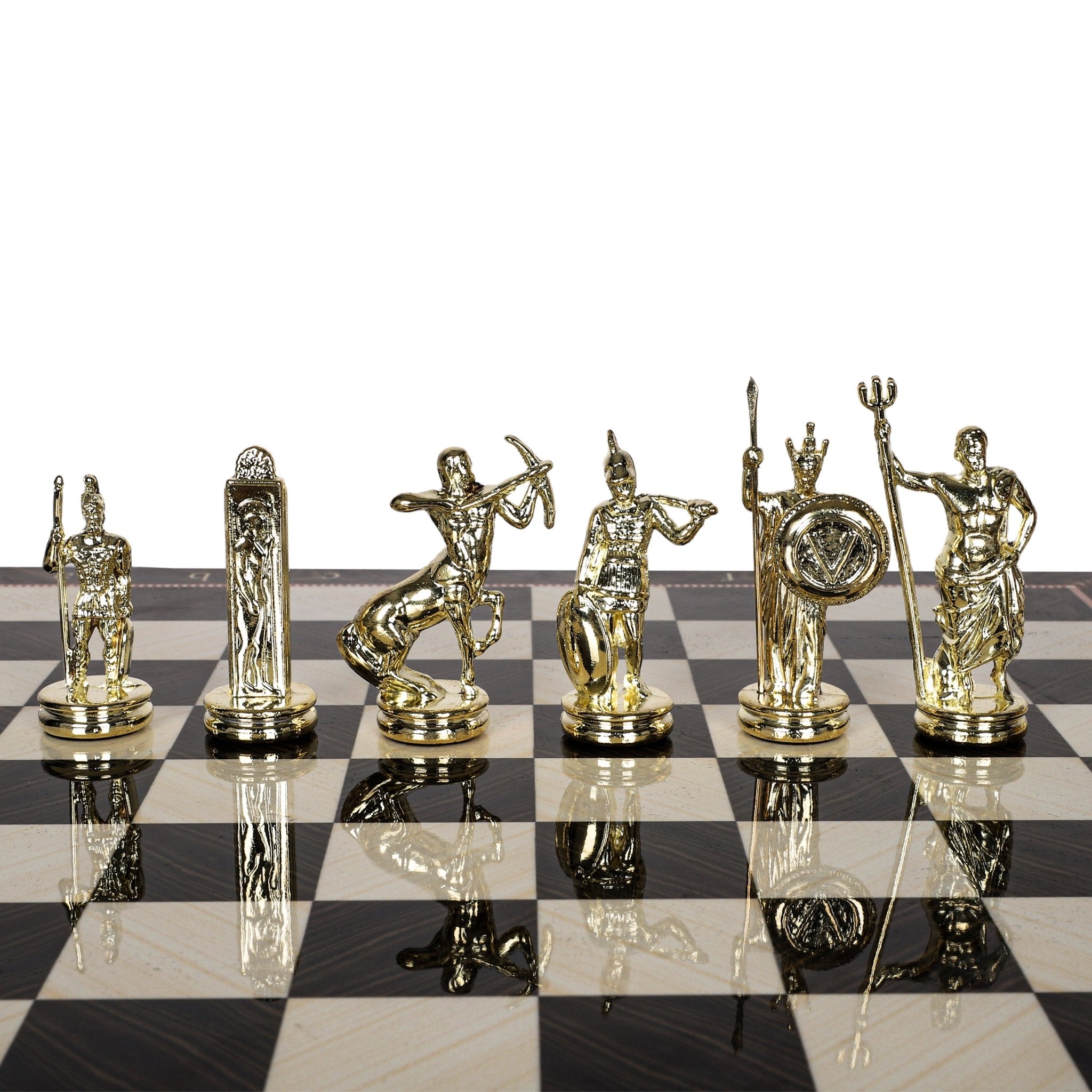 Greek Mythology Poseidon Metal Chess Set | Wooden Chess Board 37CM (15") | Model 3 - Cooper Chess