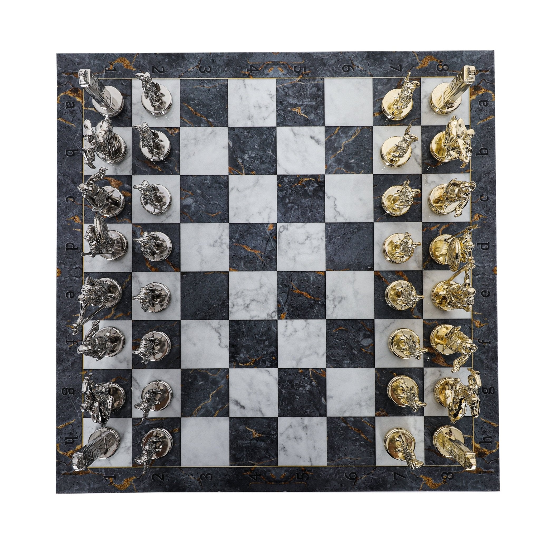 Greek Mythology Poseidon Metal Chess Set | Wooden Chess Board 37CM (15") | Model 3 - Cooper Chess