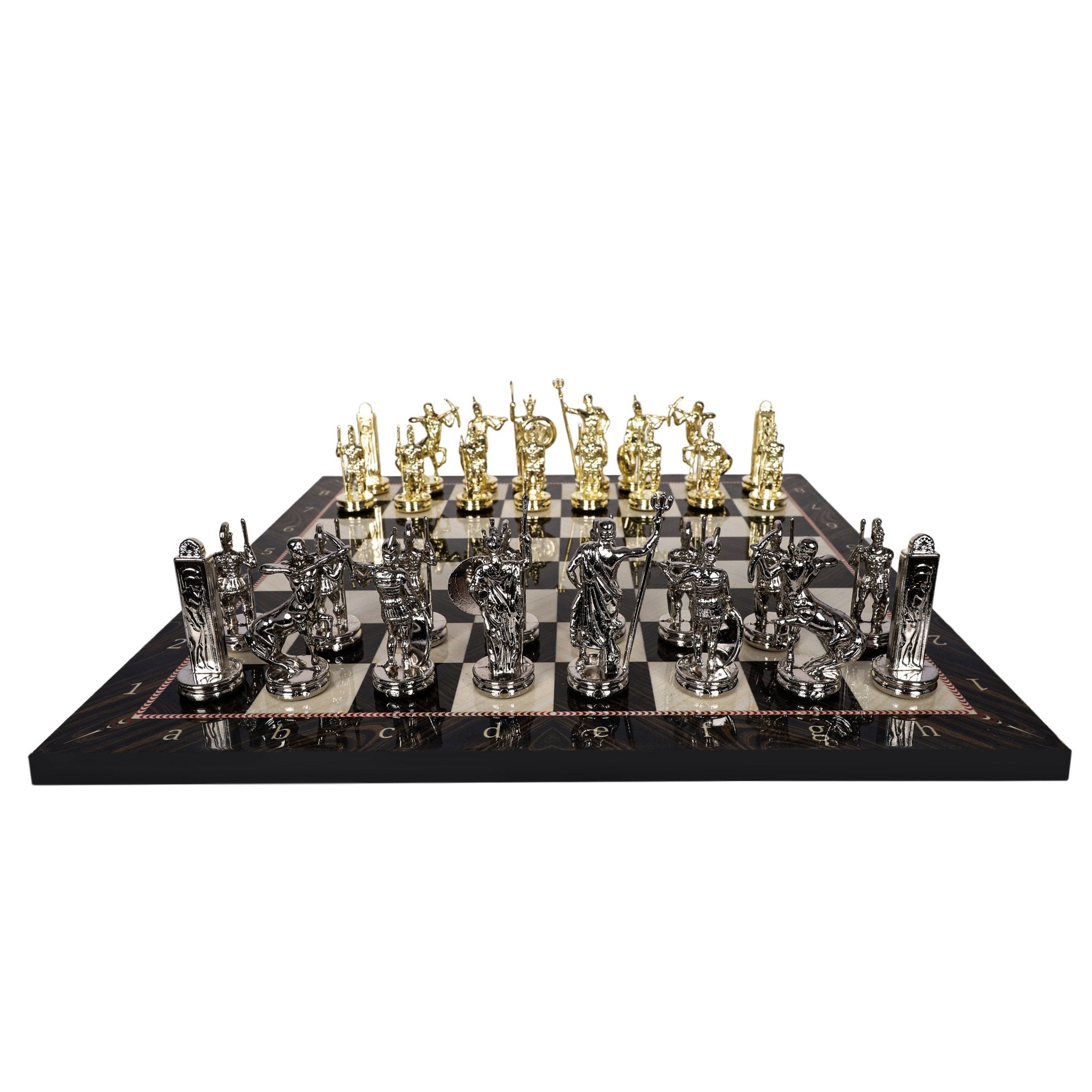 Greek Mythology Poseidon Metal Chess Set | Wooden Chess Board 37CM (15") | Model 3 - Cooper Chess