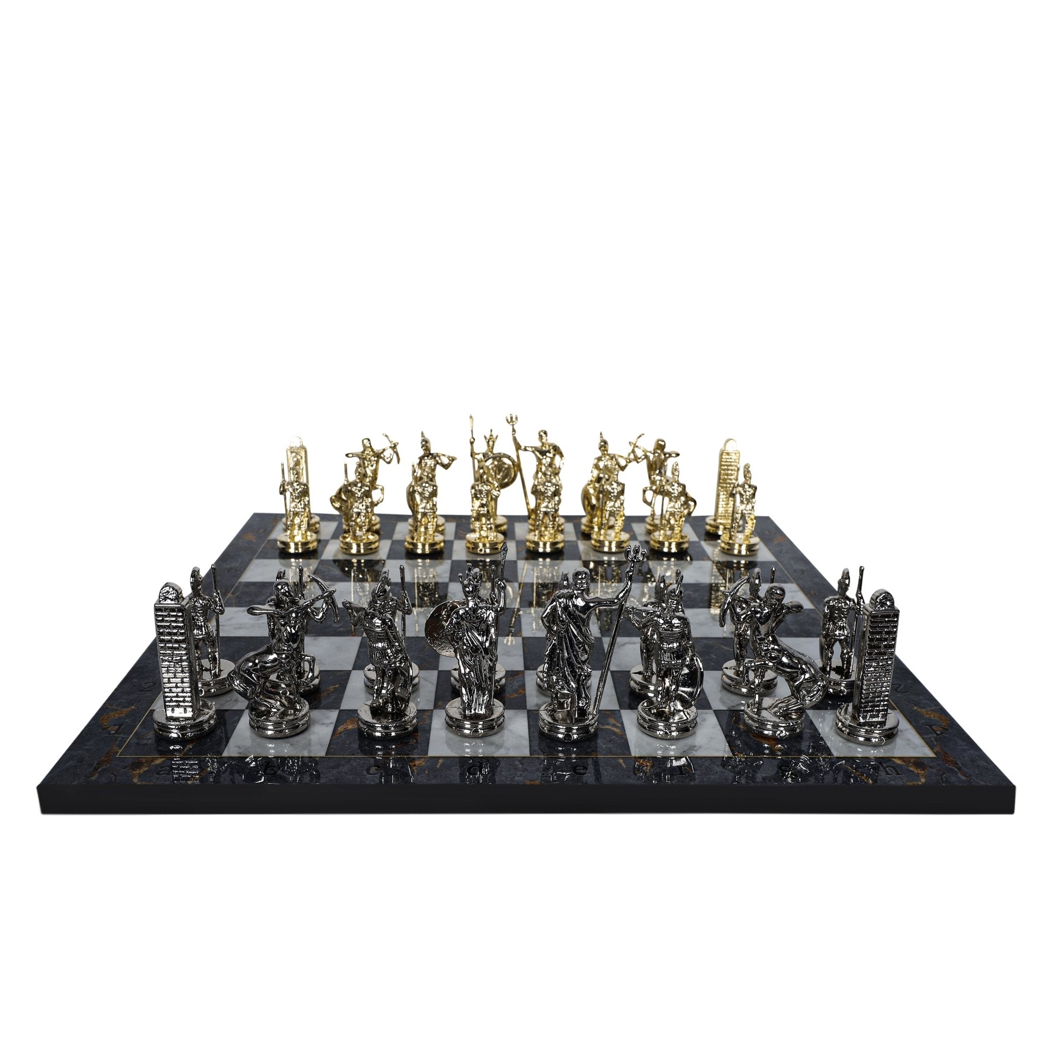 Greek Mythology Poseidon Metal Chess Set | Wooden Chess Board 37CM (15") | Model 3 - Cooper Chess