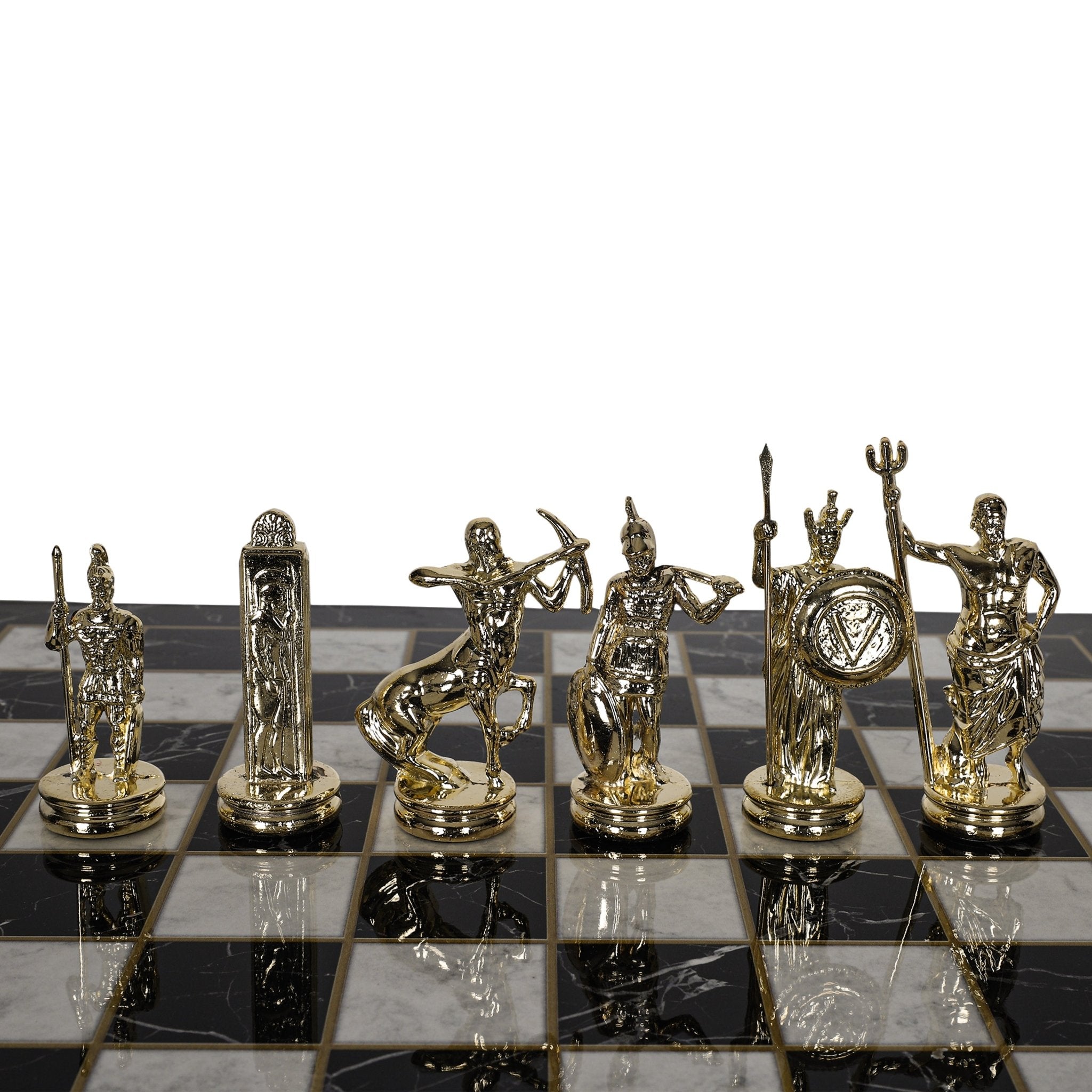 Greek Mythology Poseidon Metal Chess Set | Wooden Chess Board 37CM (15") | Model 3 - Cooper Chess