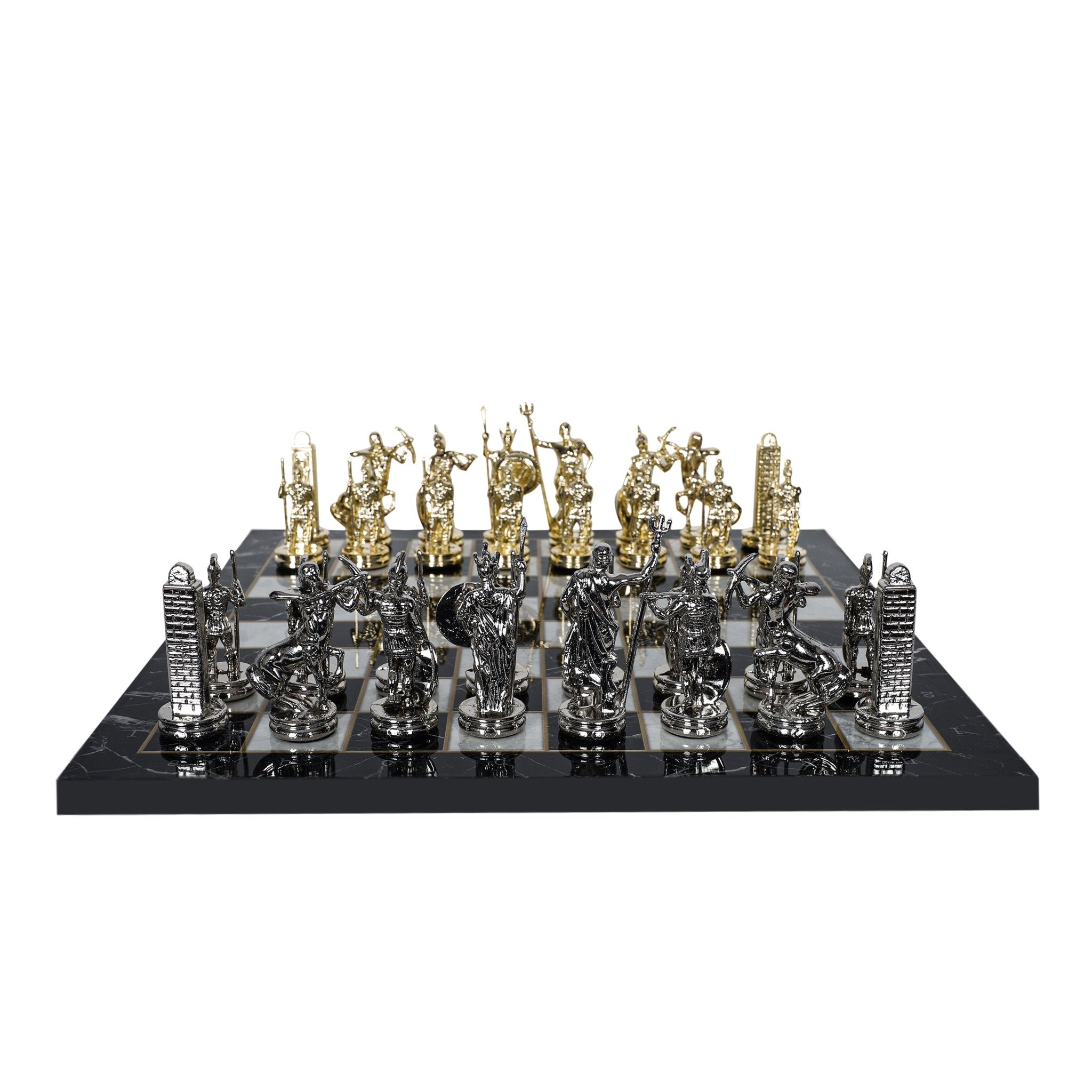 Greek Mythology Poseidon Metal Chess Set | Wooden Chess Board 37CM (15") | Model 3 - Cooper Chess