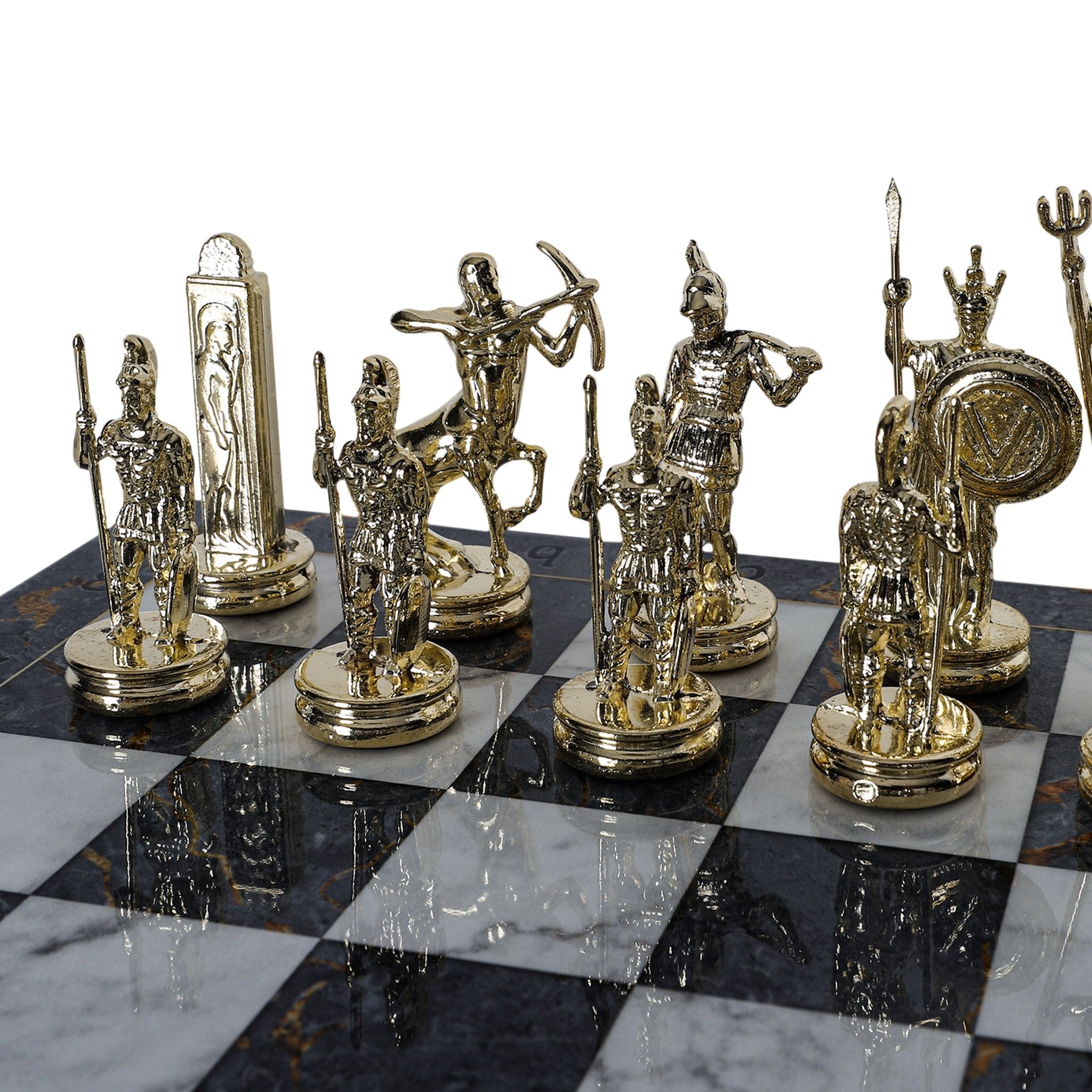 Greek Mythology Poseidon Metal Chess Set | Wooden Chess Board 37CM (15") | Model 3 - Cooper Chess