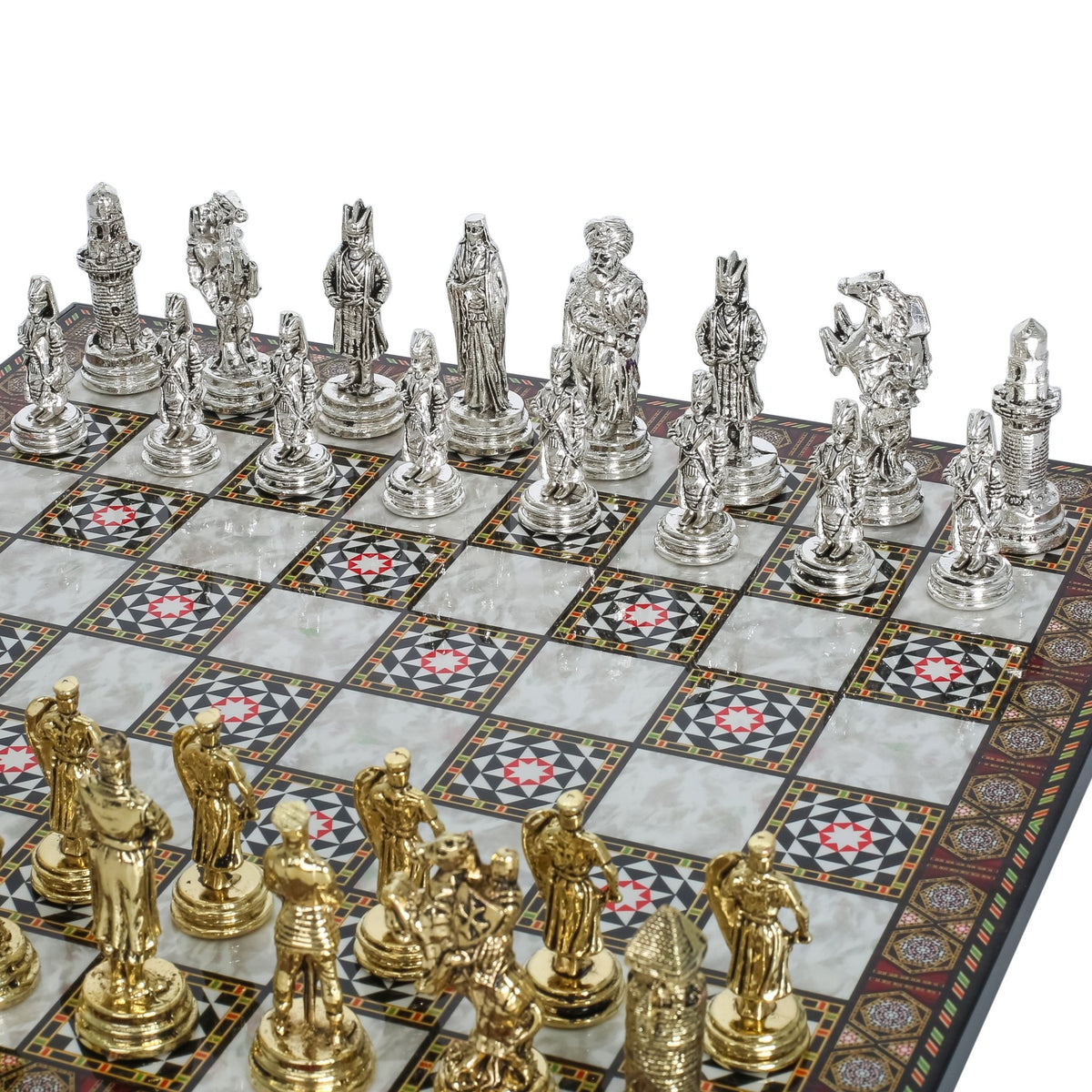 Ottoman Empire vs Crusaders Metal Chess Set | Chess Board w/ Metal Legs 37CM (15") - Cooper Chess