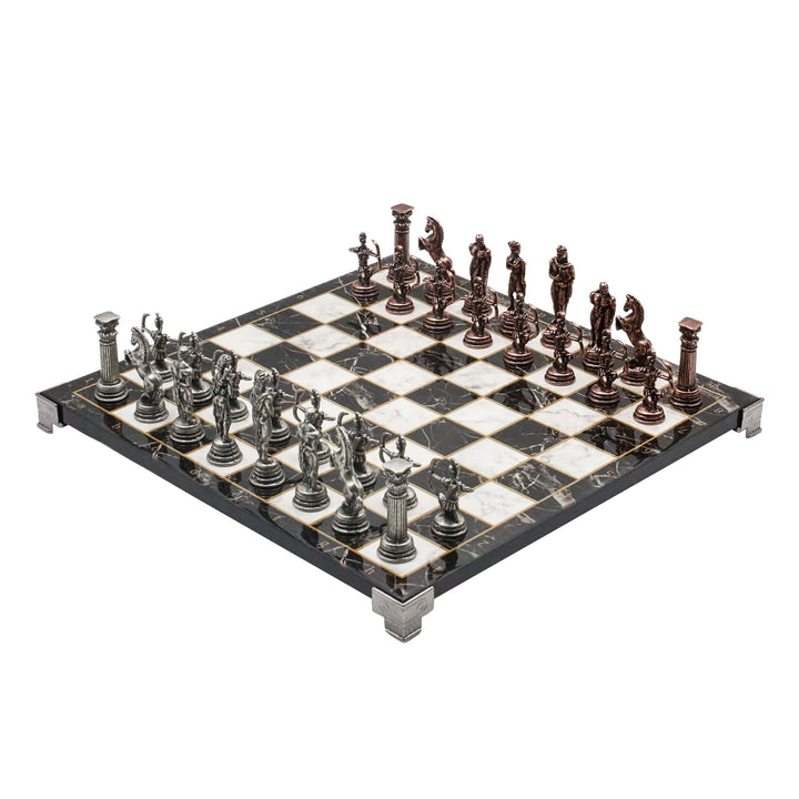 Greek Mythology Archer Vintage Chess Set | Chess Board w/ Metal Legs 30CM (12") - Cooper Chess