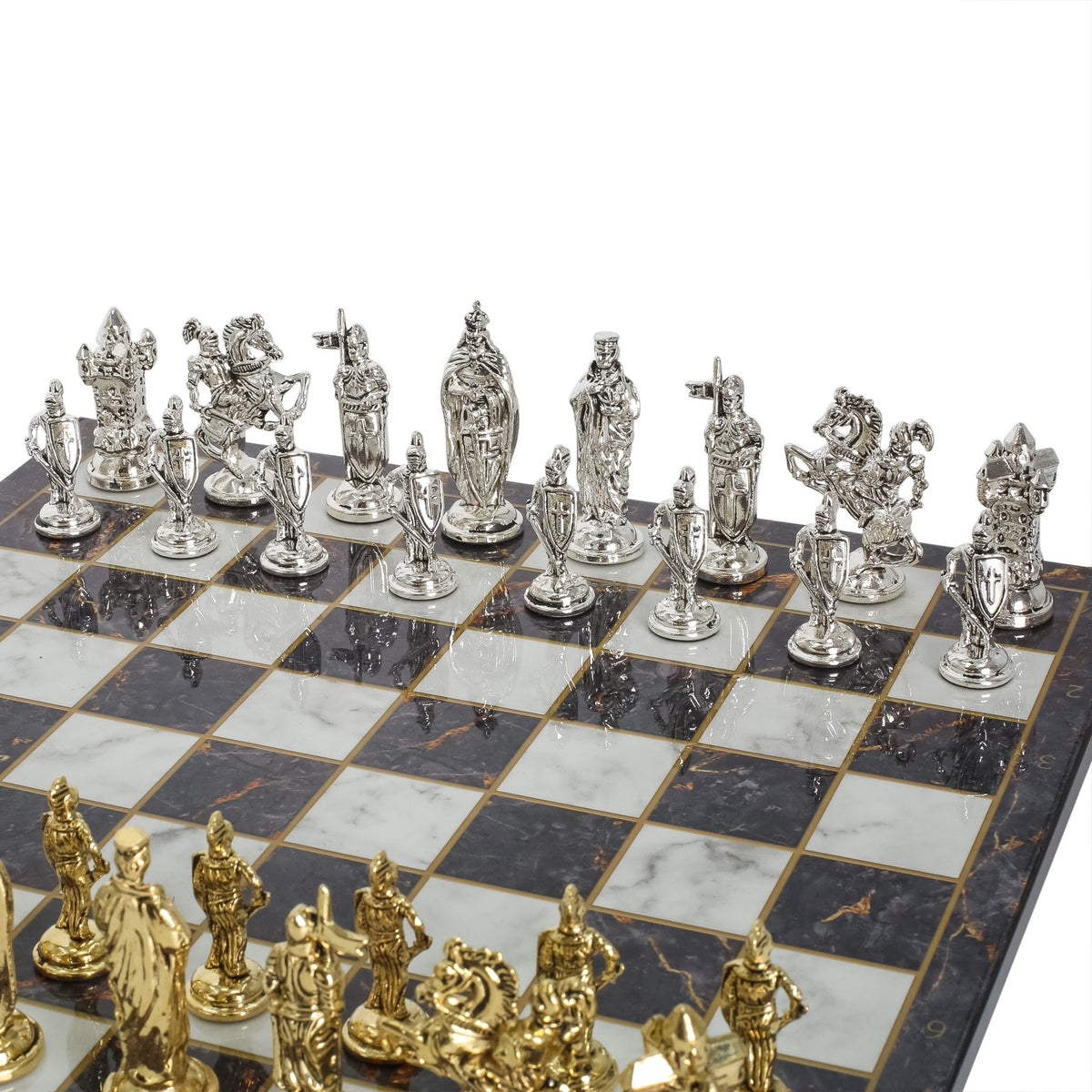 Royal British Metal Chess Set | Chess Board w/ Metal Legs 37CM (15") - Cooper Chess