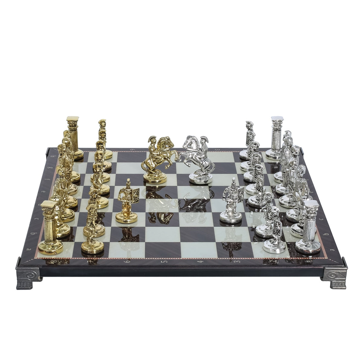 Roman Empire Caesar Metal Chess Set | Chess Board w/ Metal Legs 30CM (12") | Model 2 - Cooper Chess