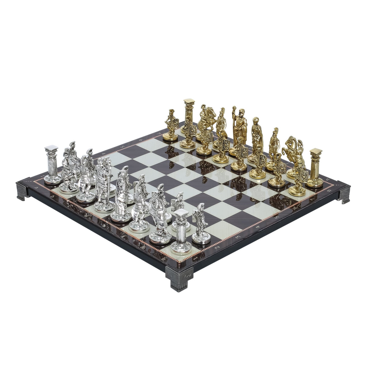 Roman Empire Caesar Metal Chess Set | Chess Board w/ Metal Legs 30CM (12") | Model 2 - Cooper Chess