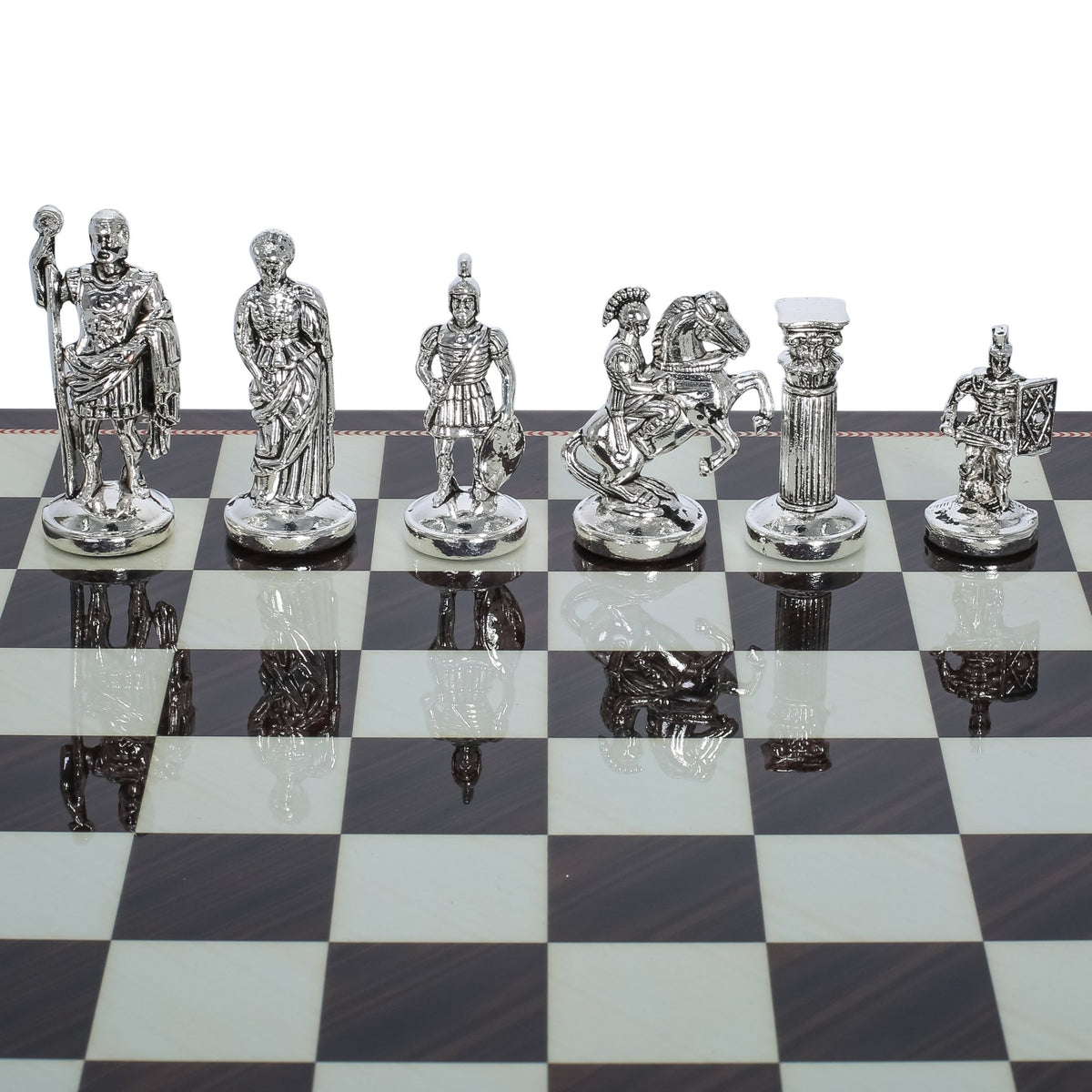 Roman Empire Caesar Metal Chess Set | Chess Board w/ Metal Legs 30CM (12") | Model 2 - Cooper Chess