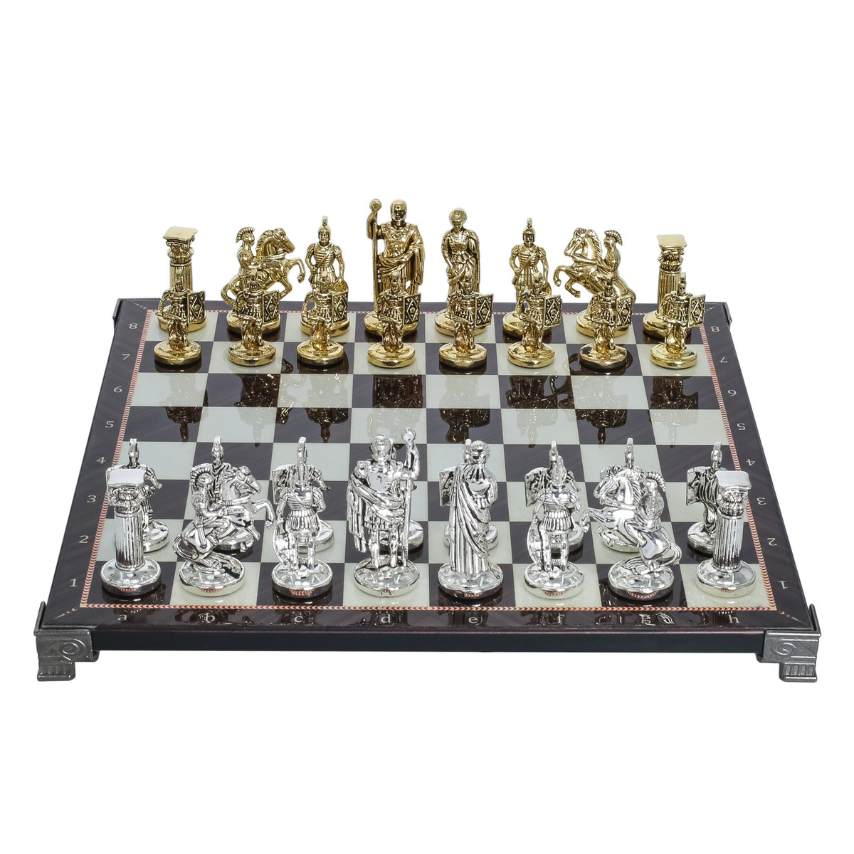 Roman Empire Caesar Metal Chess Set | Chess Board w/ Metal Legs 30CM (12") | Model 2 - Cooper Chess