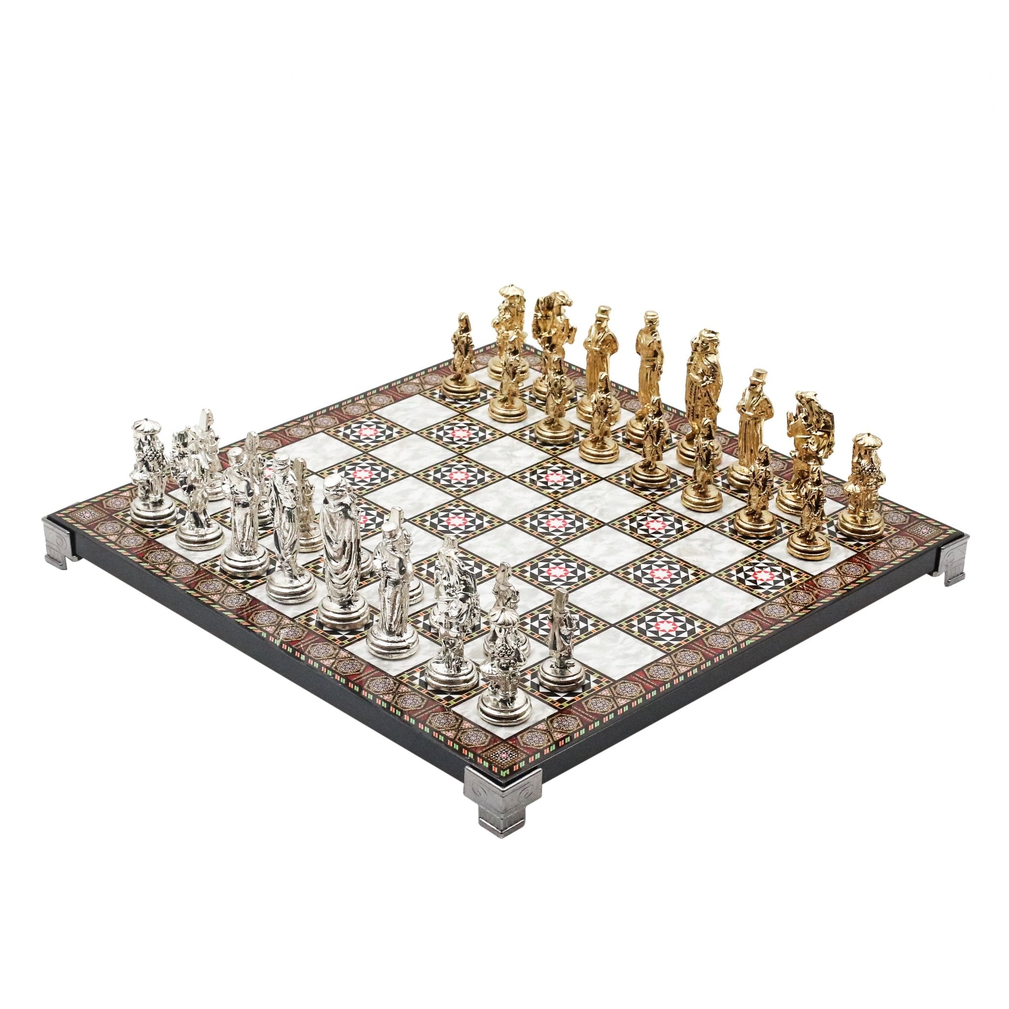 Ottoman Empire Metal Chess Set | 30CM (12") Chess Board w/ Metal Legs - Cooper Chess