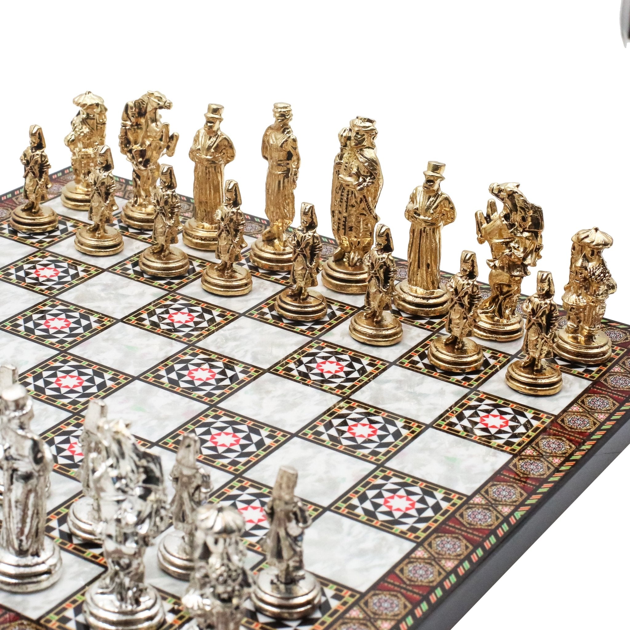 Ottoman Empire Metal Chess Set | 30CM (12") Chess Board w/ Metal Legs - Cooper Chess