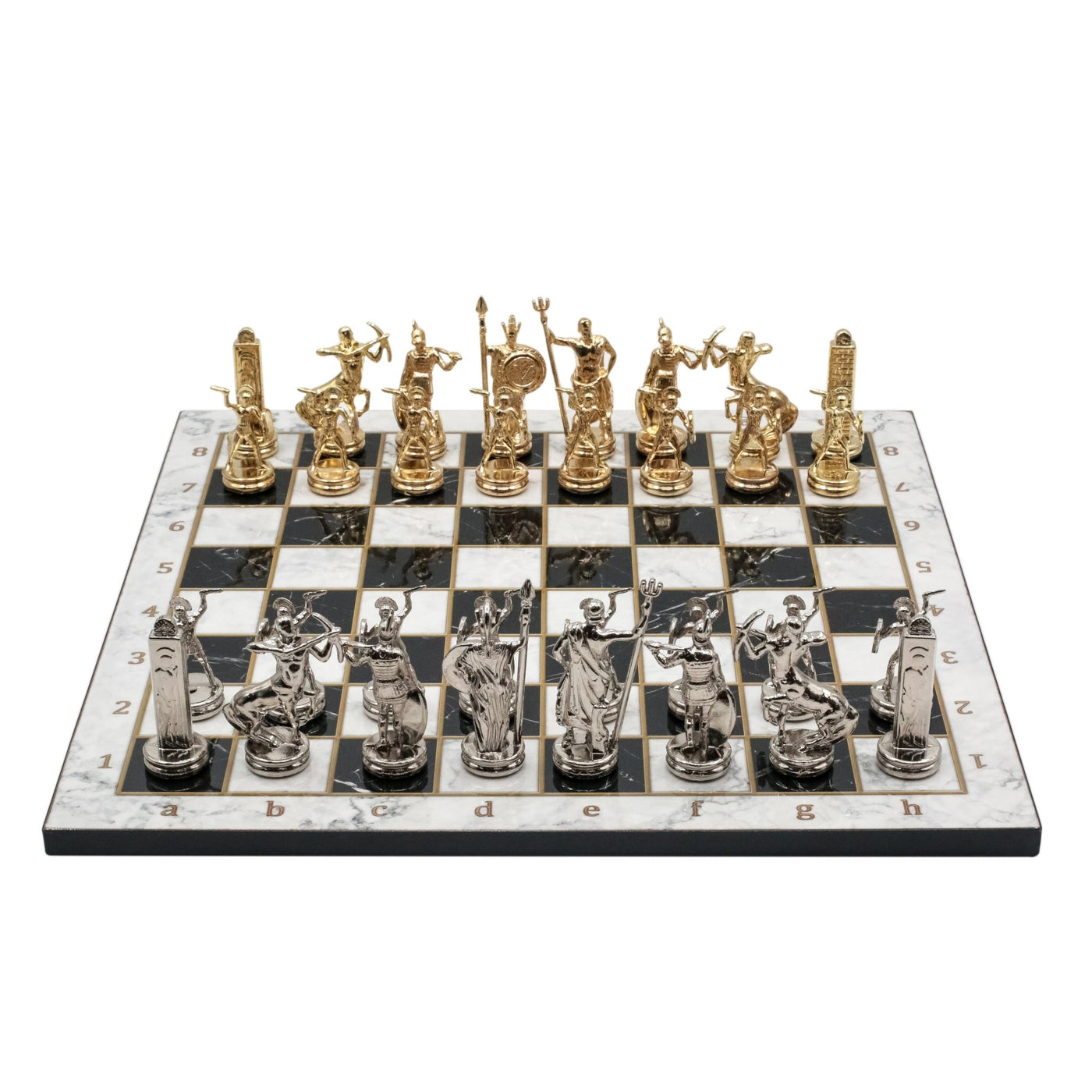 Greek Mythology Poseidon Metal Chess Set | Wooden Chess Board 37CM (15 ...