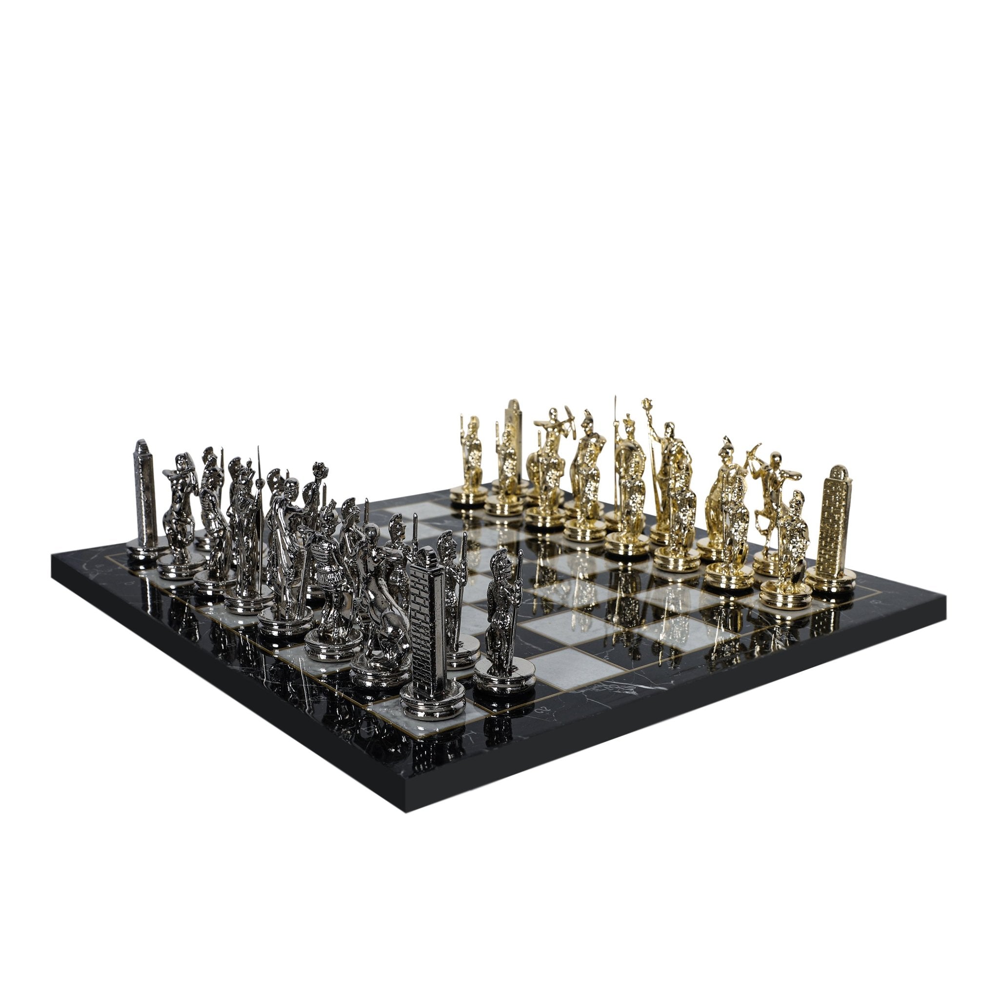 Greek Mythology Poseidon Metal Chess Set | Wooden Chess Board 37CM (15") | Model 3 - Cooper Chess