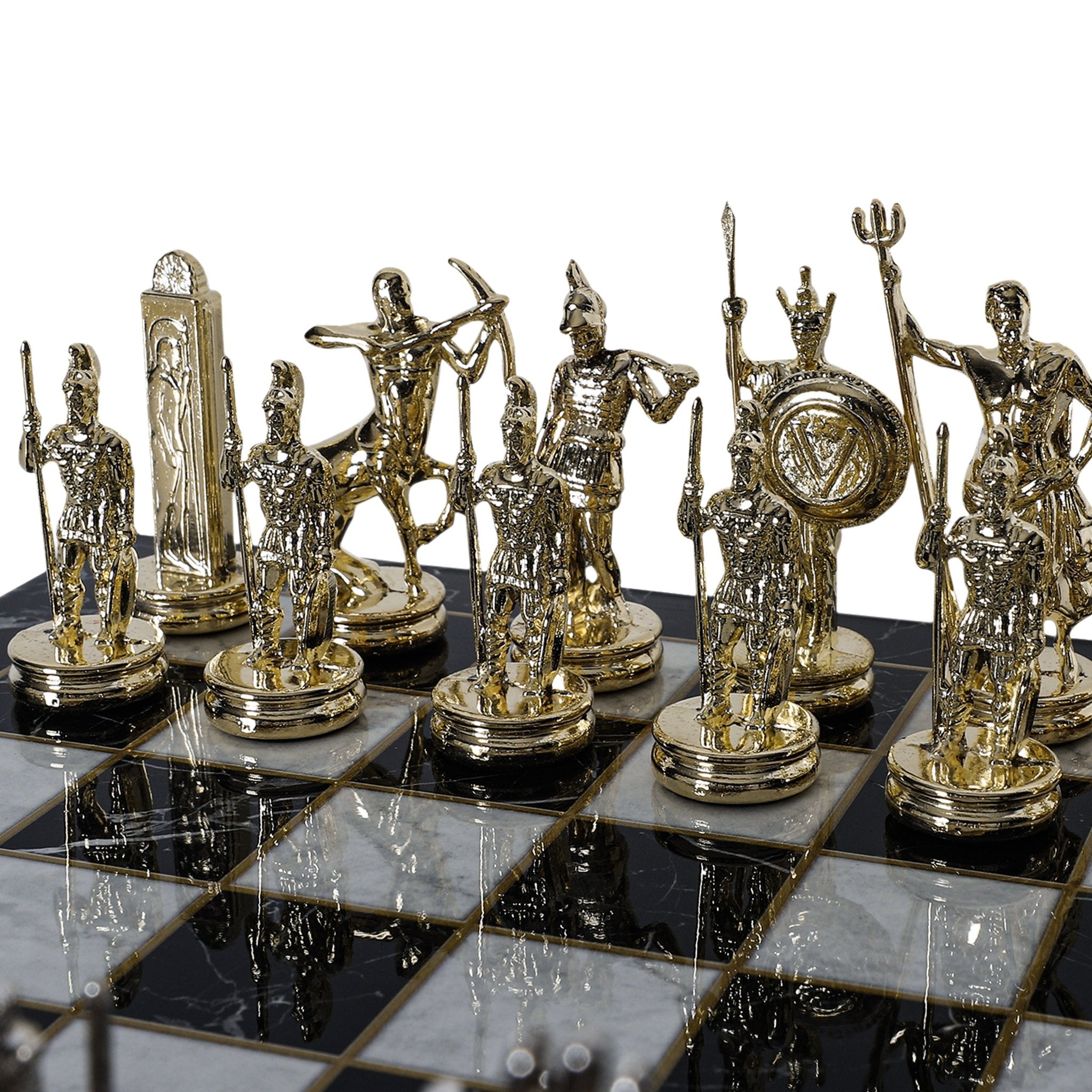 Greek Mythology Poseidon Metal Chess Set | Wooden Chess Board 37CM (15") | Model 3 - Cooper Chess