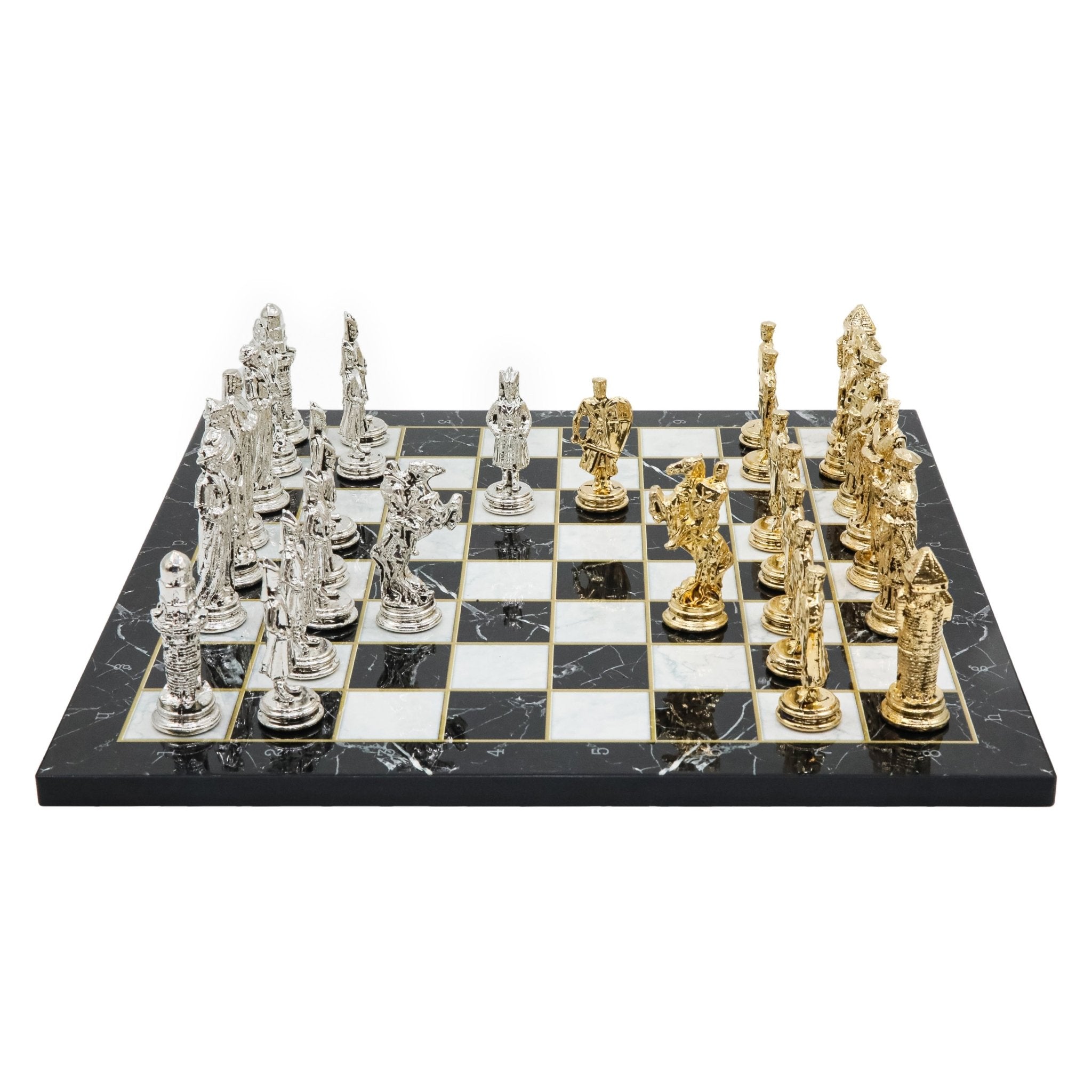 Ottoman Empire vs Crusaders Metal Chess Set | Wooden Chess Board 37CM (15") with Die Cast Metal Stands - Cooper Chess