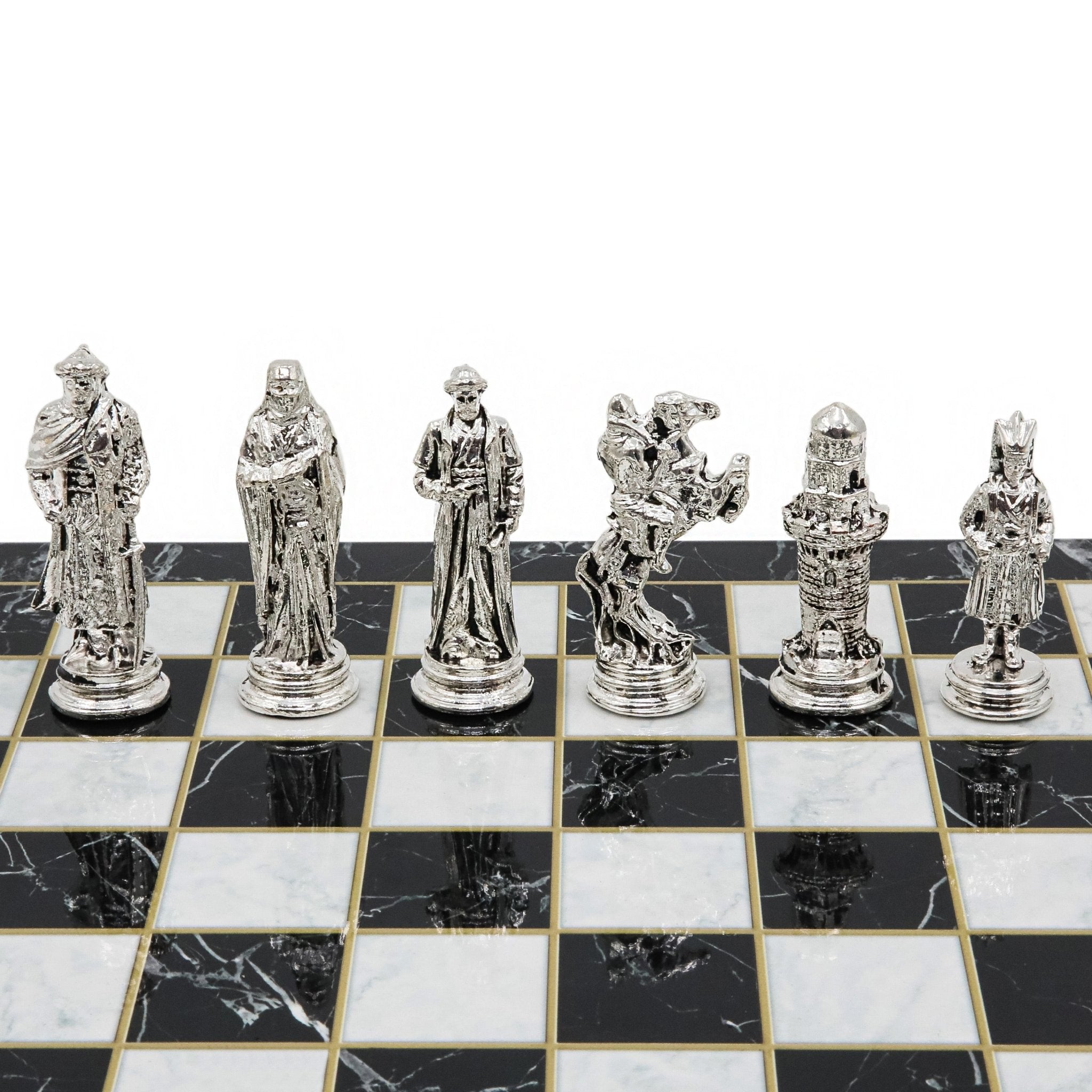 Ottoman Empire vs Crusaders Metal Chess Set | Wooden Chess Board 37CM (15") with Die Cast Metal Stands - Cooper Chess