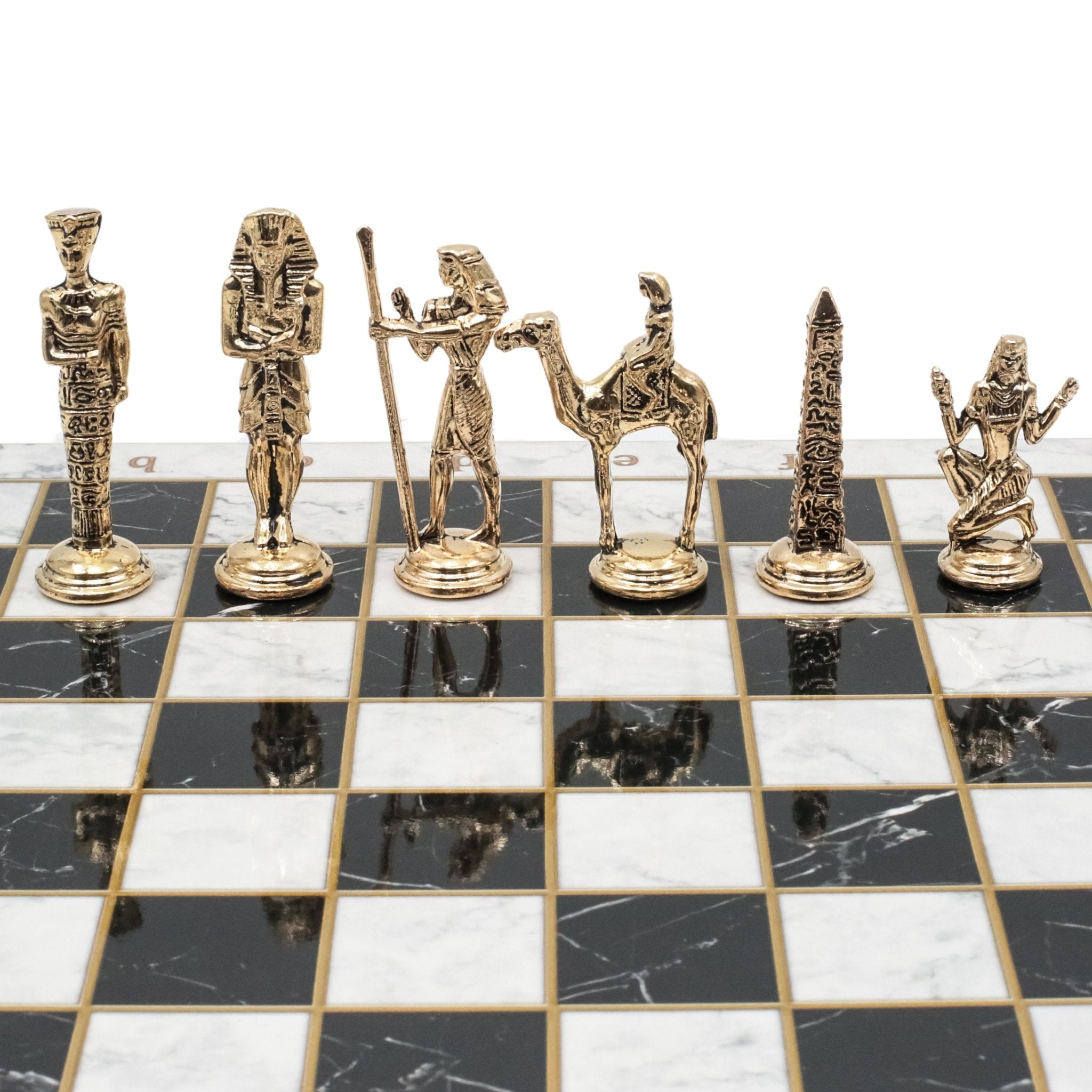 Egypt Cleopatra Metal Chess Set | Wooden Chess Board 37CM (15") - Cooper Chess