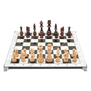 White Marble Look Wooden Chess Set with Metal Legs - Cooper Chess