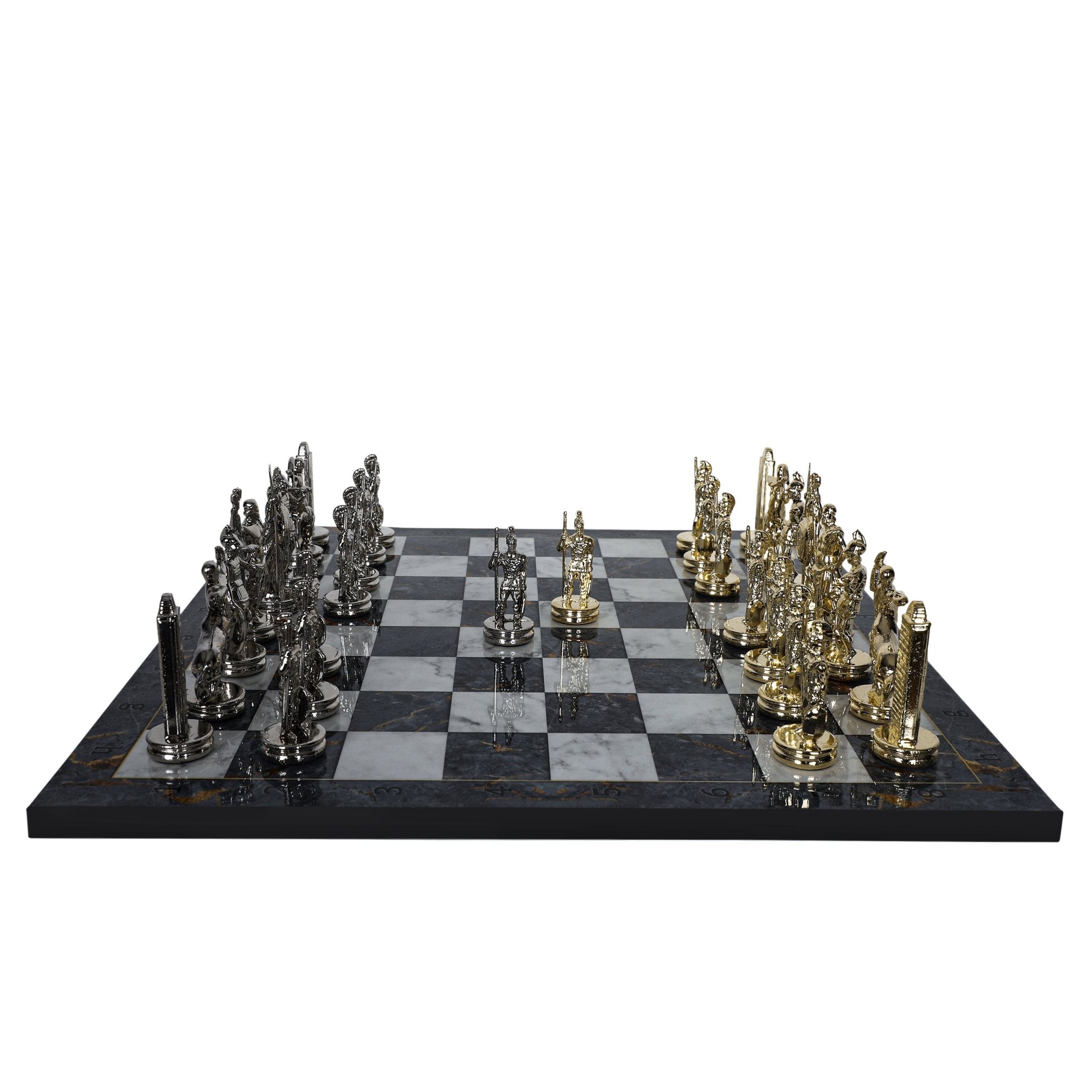 Greek Mythology Poseidon Metal Chess Set | Wooden Chess Board 37CM (15") | Model 3 - Cooper Chess