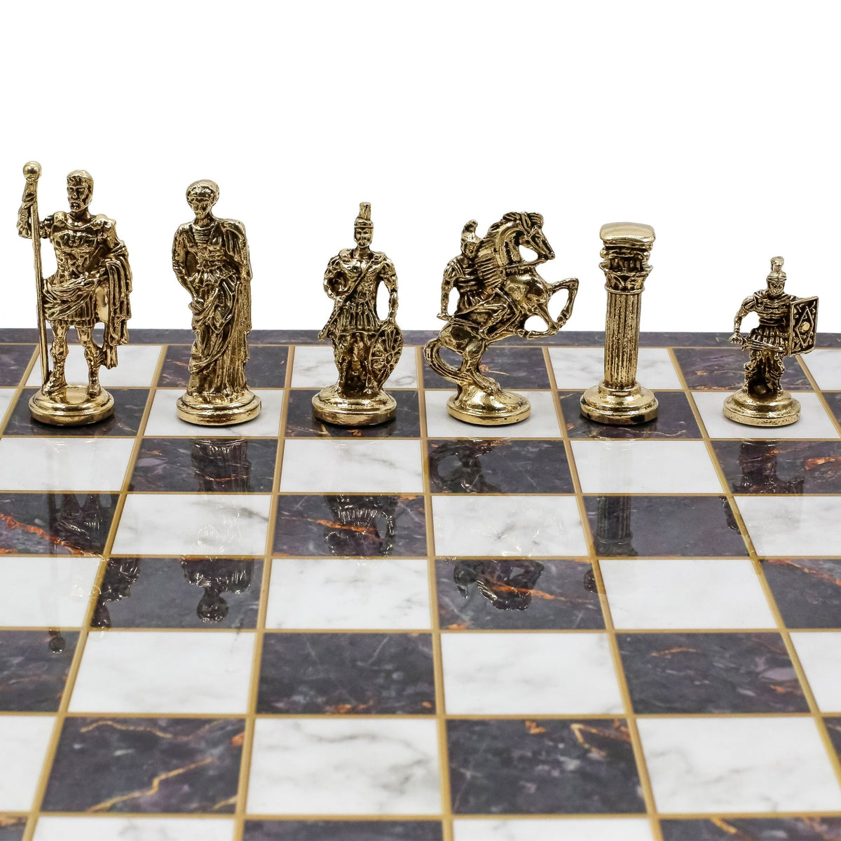 Roman Caesar Metal Chess Set | Chess Board w/ Metal Legs 37CM (15") - Cooper Chess