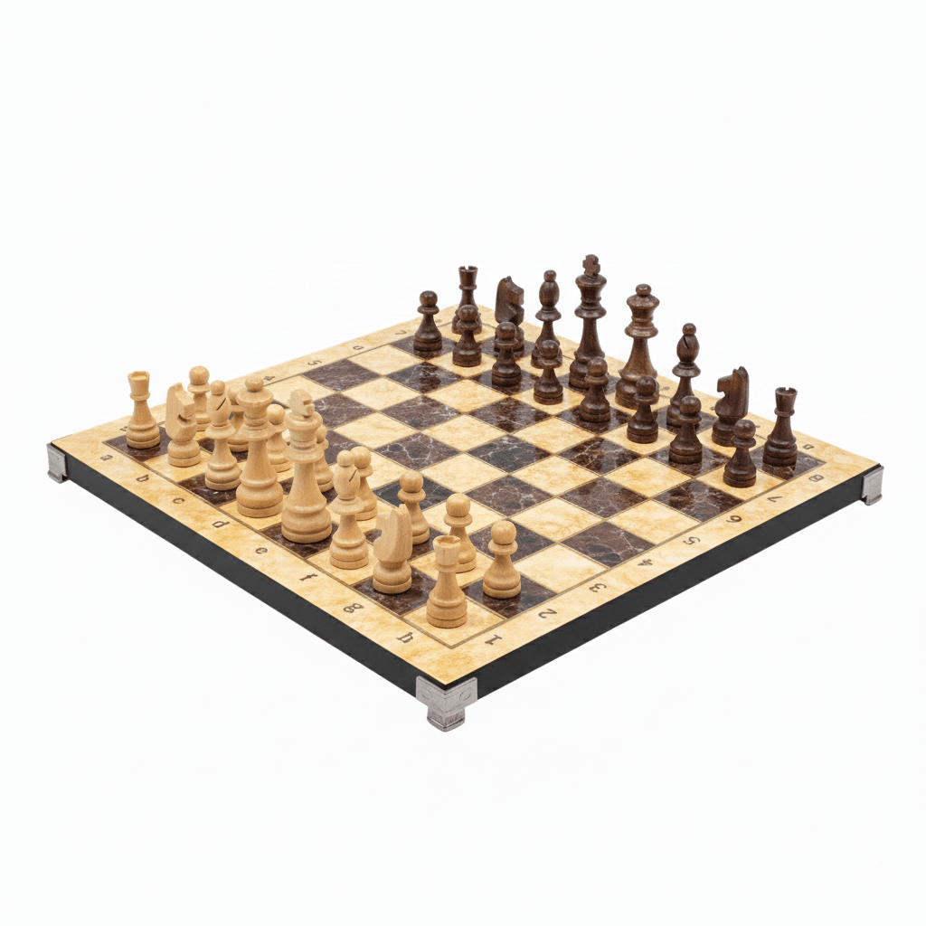 Red Marble Look Wooden Chess Set with Metal Legs - Cooper Chess
