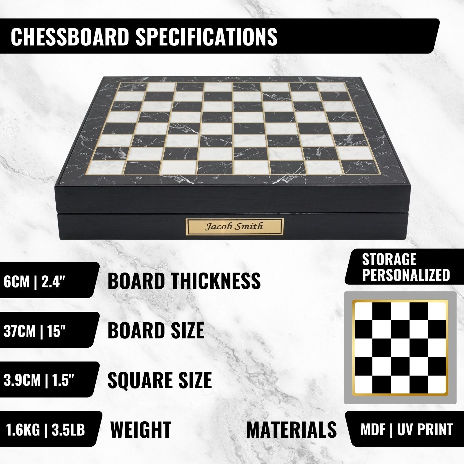 Storage Chess Set 37 CM (15") with Weighted Solid Wood Chessmen (German Staunton)