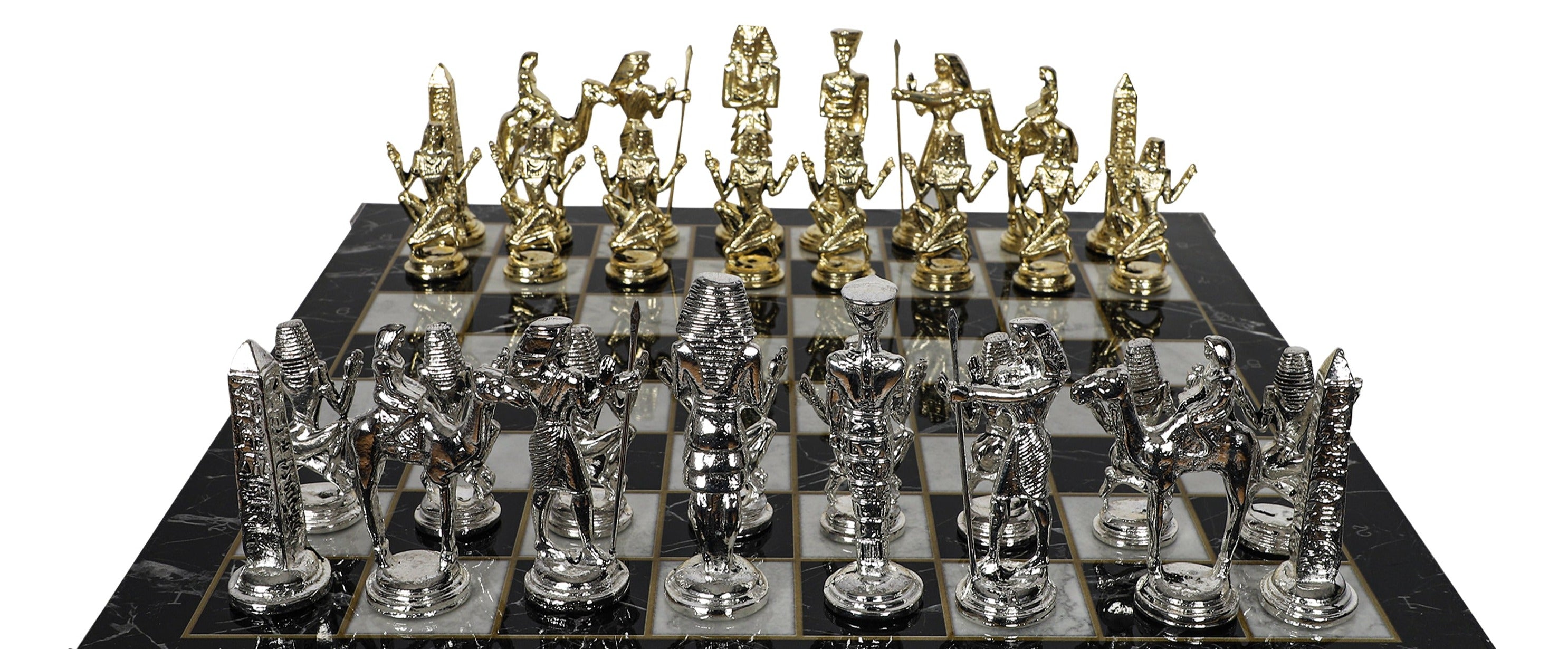 CLEOPATRA ANCIENT EGYPT HISTORICAL THEME METAL CHESS SET