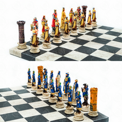 Selahaddin Eyyubi vs Crusader Chess Set | Handpainted Historical Figures | Leather Board – 36 cm (14 inch)