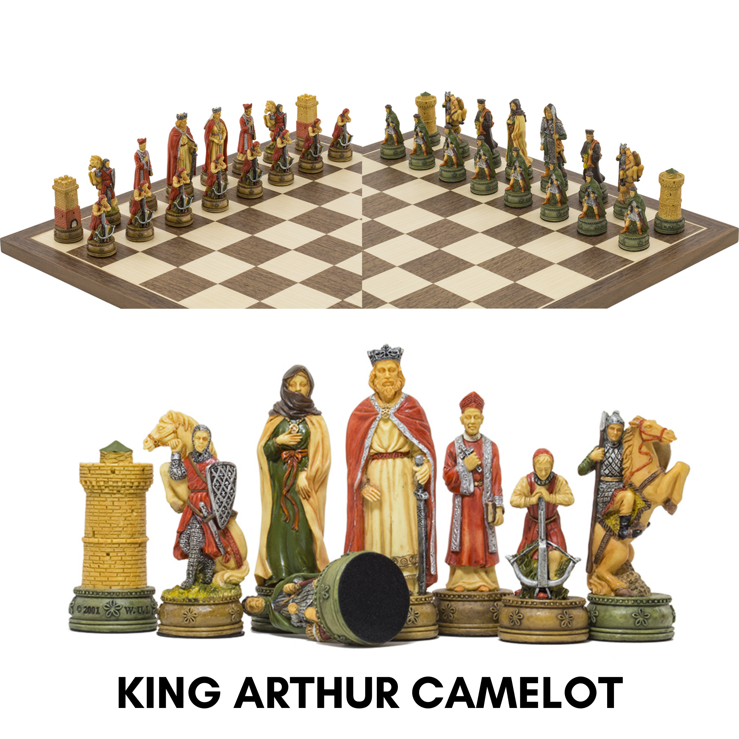 Historical Handpainted & Handcarved Chess With Storage Chess Set