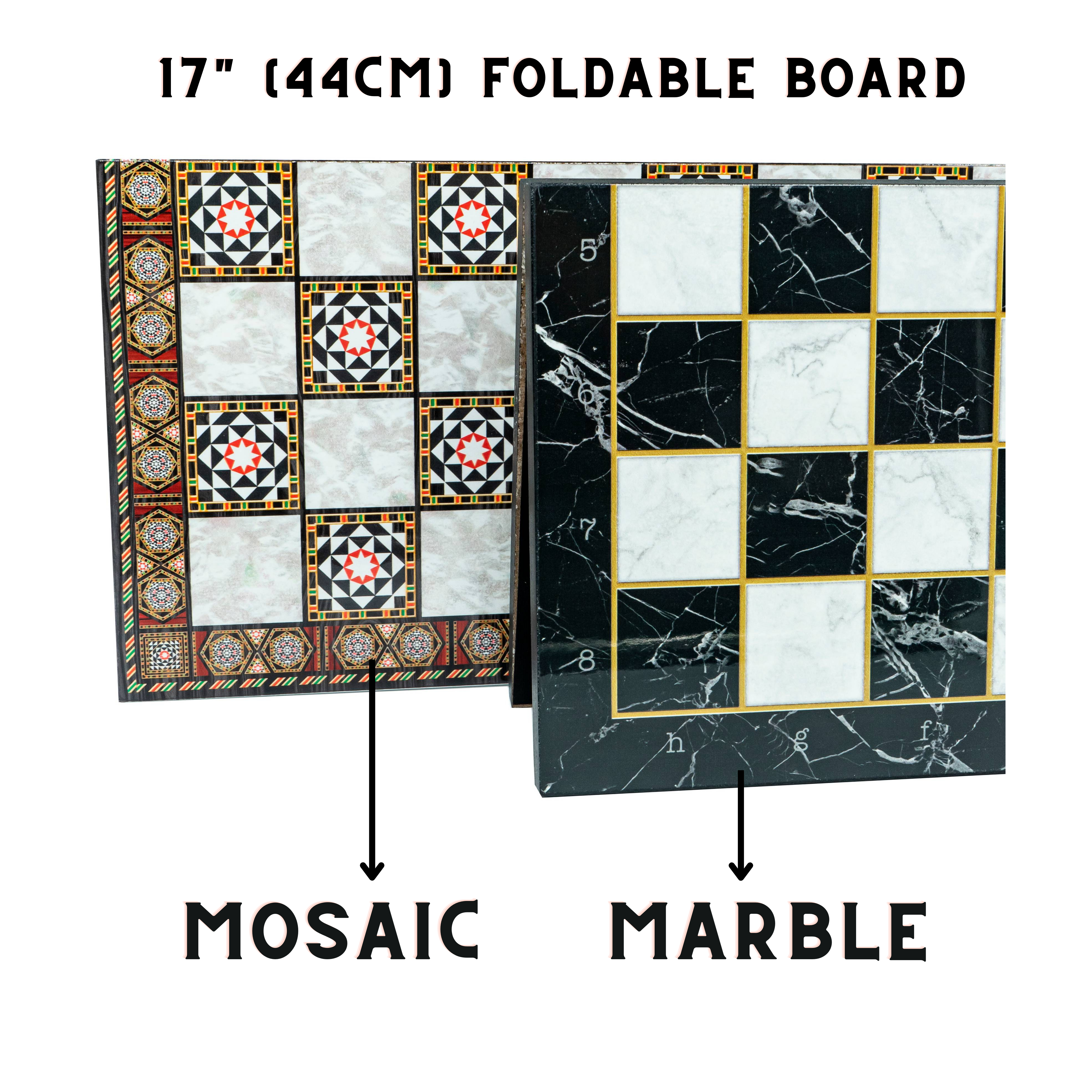 Ottoman vs British Chess Set | Handpainted Historical Figures | Marble/Mosaic Pattern – 44 cm (17 inch)