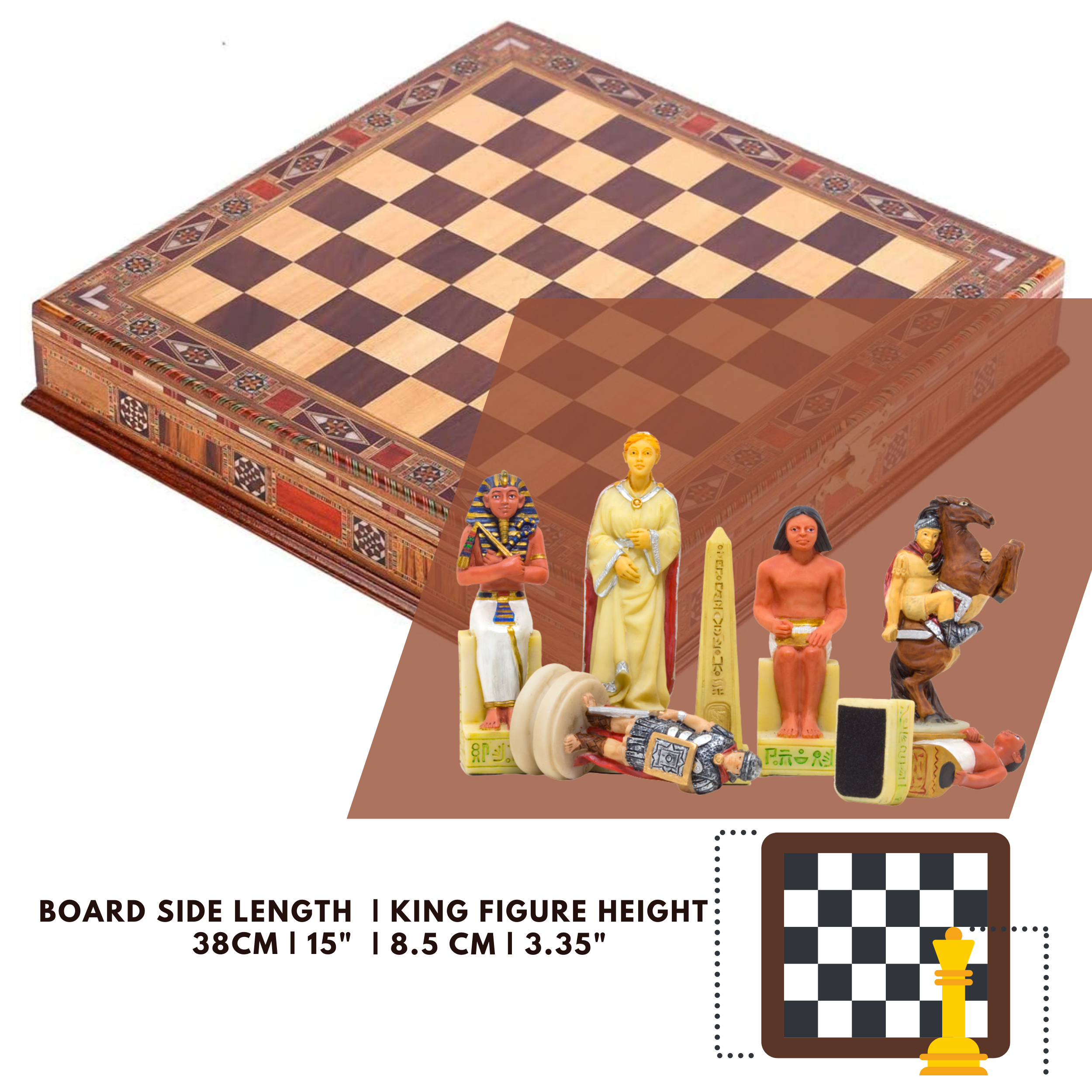 Historical Handpainted & Handcarved Chess With Storage Chess Set