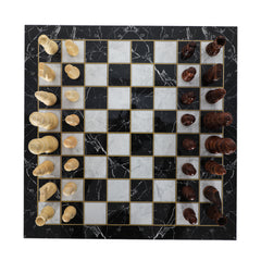 Wooden Chess Set | Marble/Walnut/Mosaic Pattern – 30 cm (12 inch)