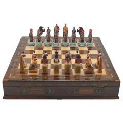 Historical Handpainted & Handcarved Chess With Storage Chess Set