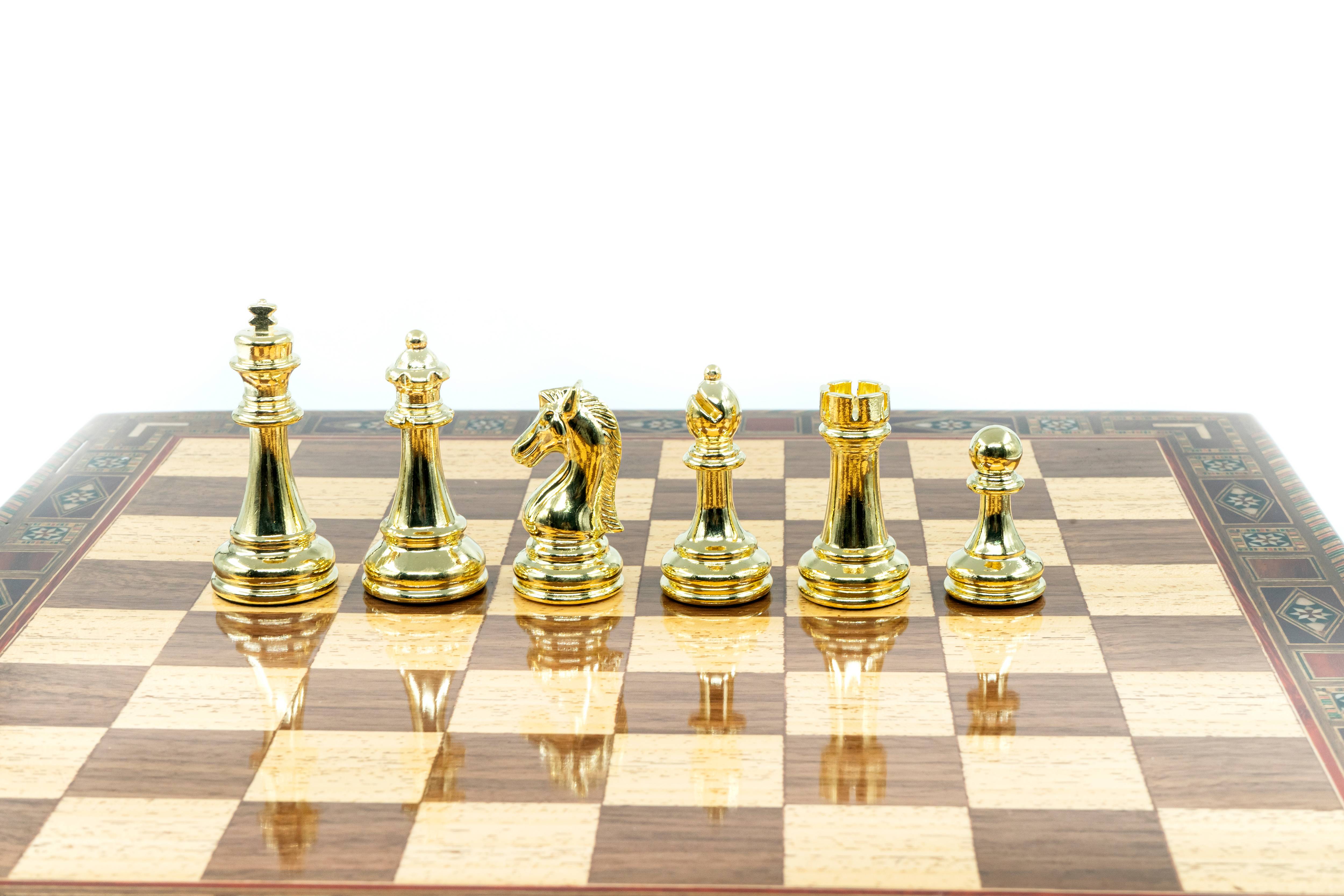 Handmade Metal Chess Set with Storage | Solid Wood Board – 38 cm (15 inch)