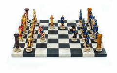 Selahaddin Eyyubi vs Crusader Chess Set | Handpainted Historical Figures | Leather Board – 36 cm (14 inch)