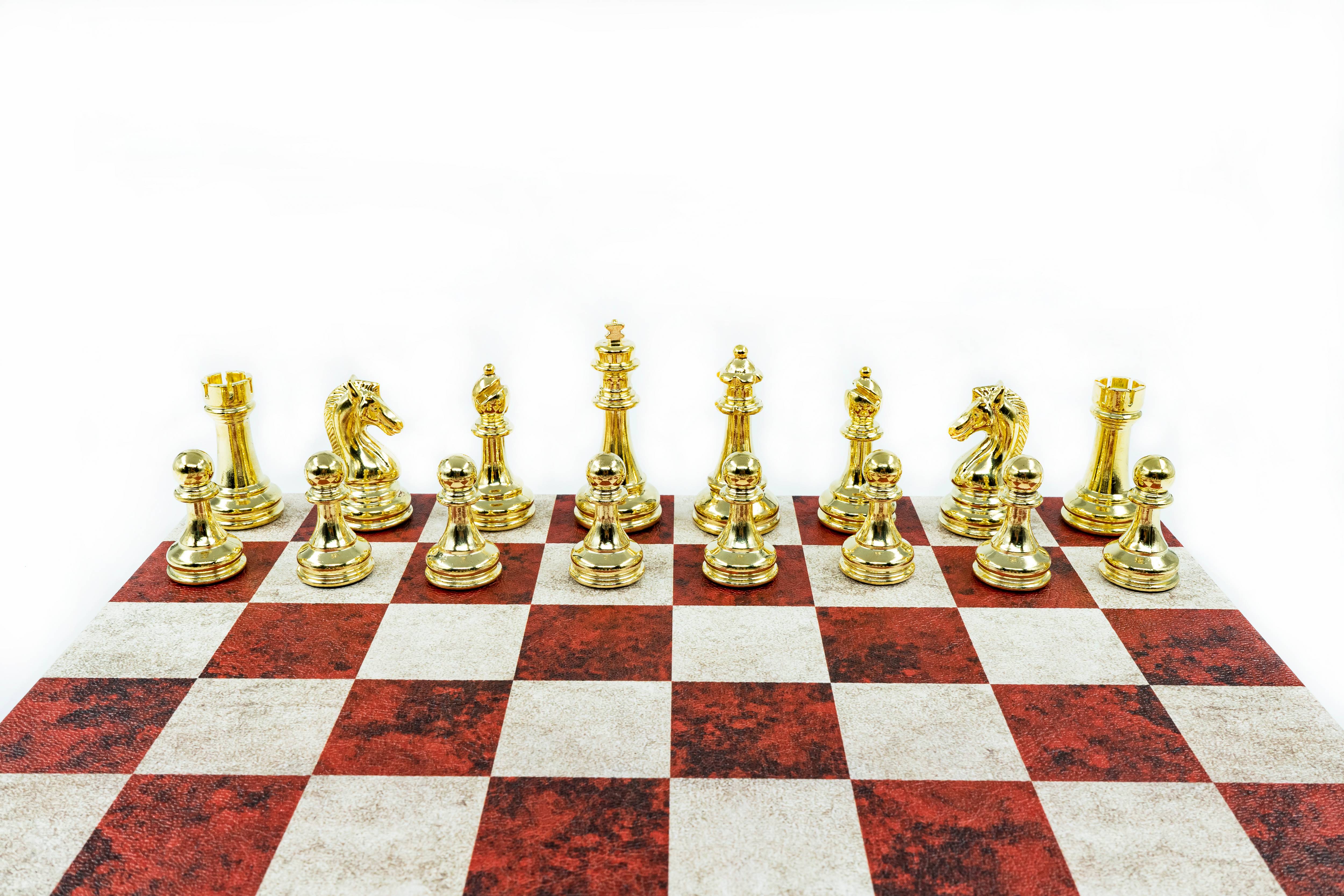 Leather Board Chess Set | Metal Classic Figures – 36 cm (14 inch)