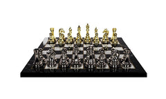 Metal Classic Chess Set |Wooden Board Marble/Mosaic Pattern – 44 cm (17 inch)