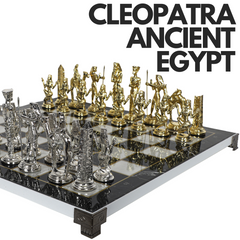 CLEOPATRA ANCIENT EGYPT HISTORICAL THEME METAL CHESS SET with METAL LEG