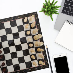 Wooden Chess Set | Marble/Walnut/Mosaic Pattern – 30 cm (12 inch)